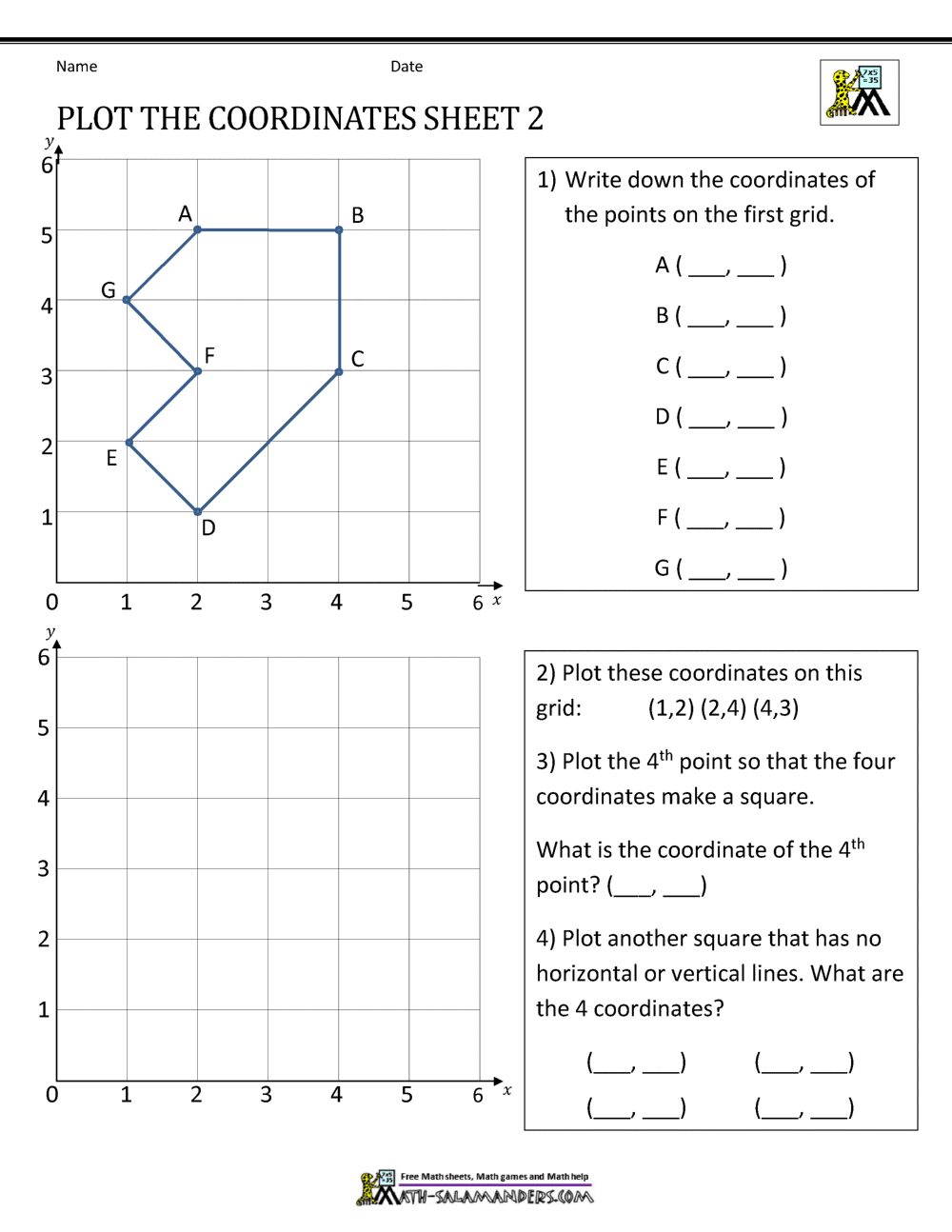 Coordinate Worksheets