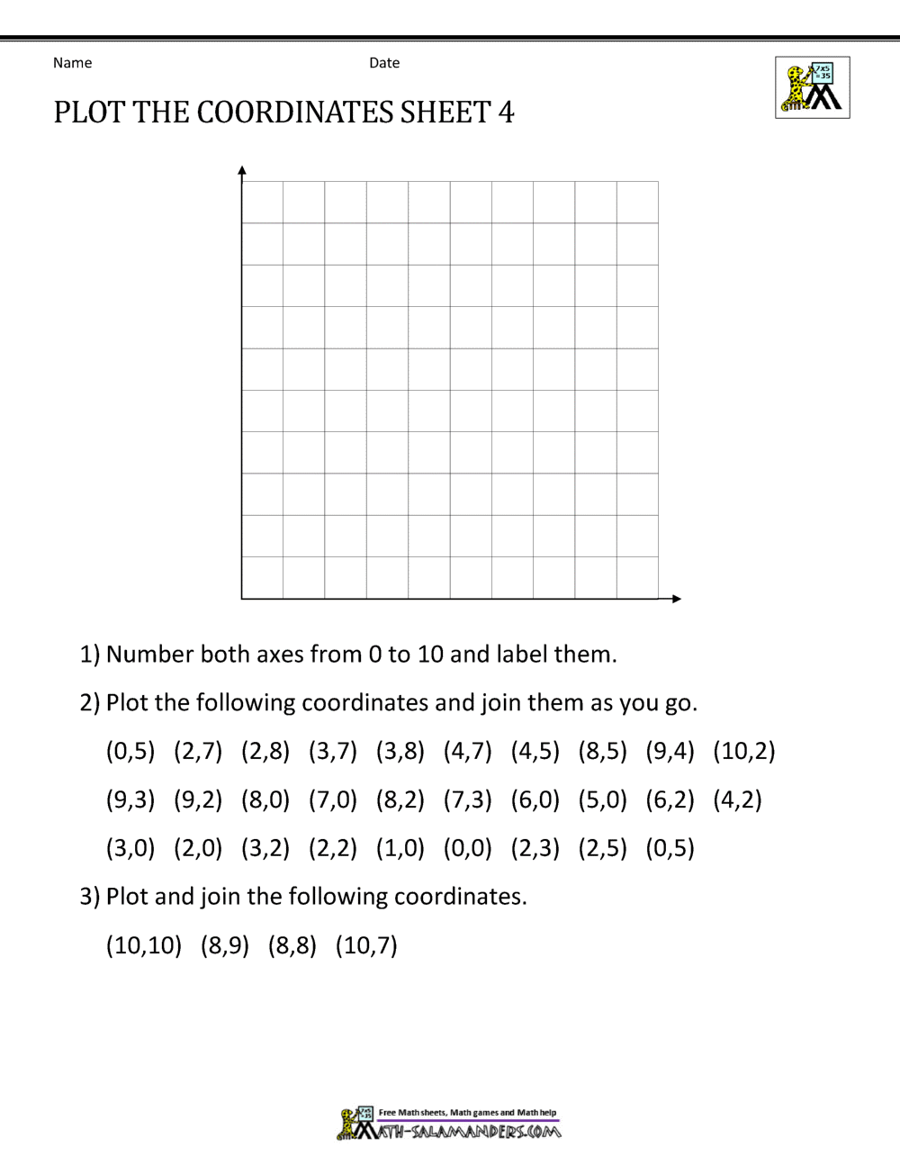 Coordinate Worksheets