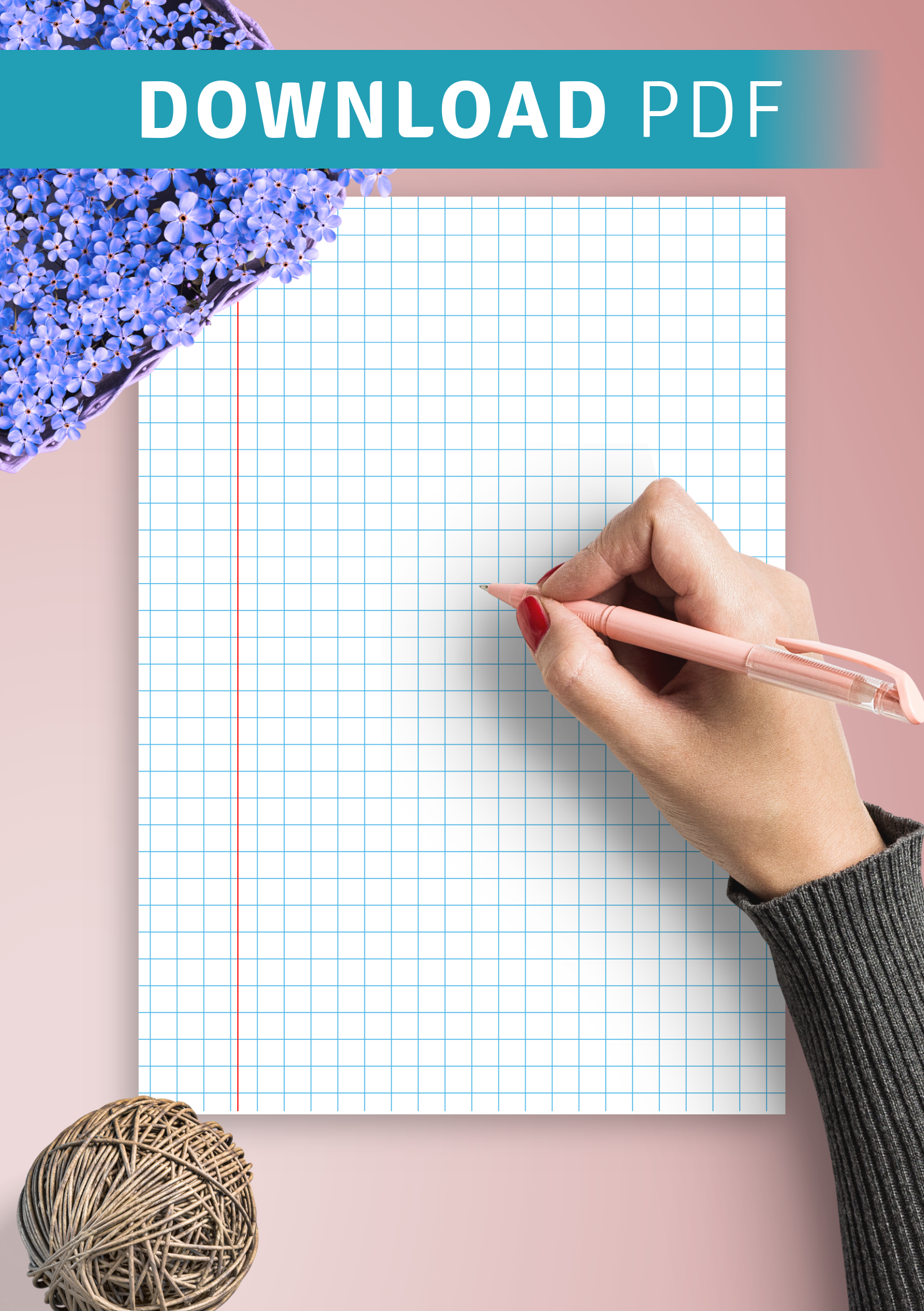 Download Printable Squared Wide Ruled Blue With Margin PDF