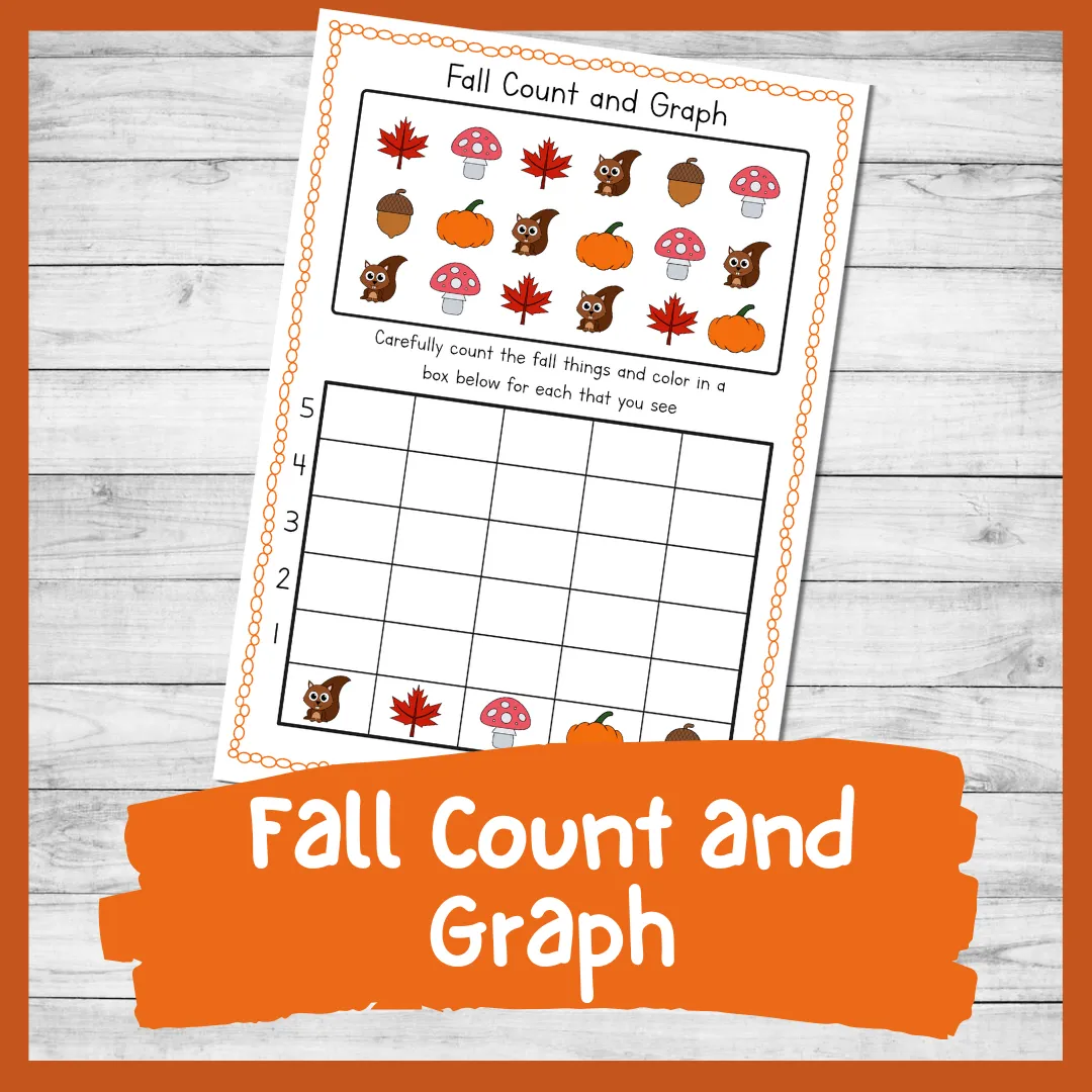 Fall Count And Graph Worksheet Printable Kindergarten Math Activity Nurtured Neurons