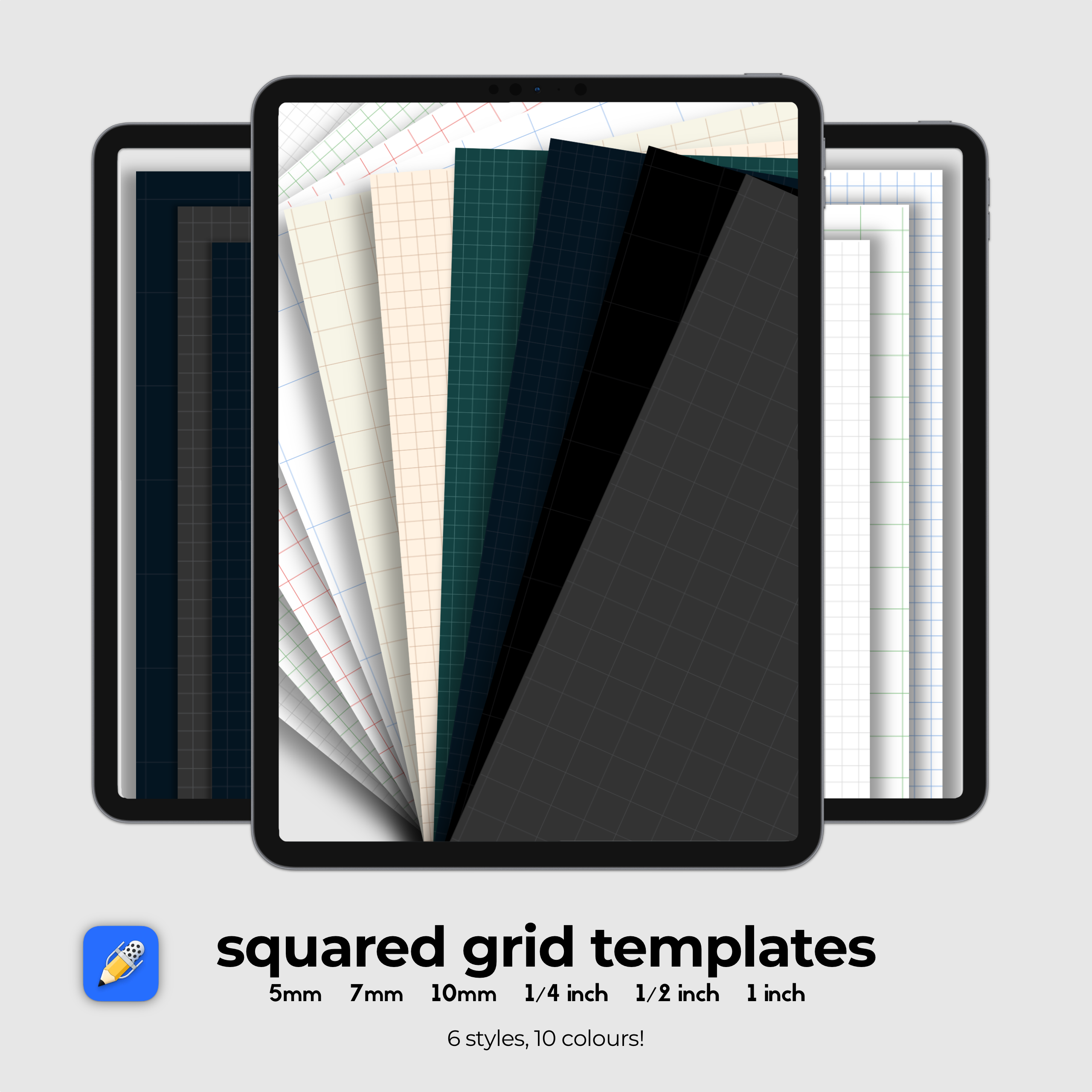 Free Squared Digital Paper 5mm 7mm 10mm 1 4 Inch 1 2 Inch And 1 Inch Grid Spacing That Matches Physical Paper 10 Colours 50 Templates R notabilityapp