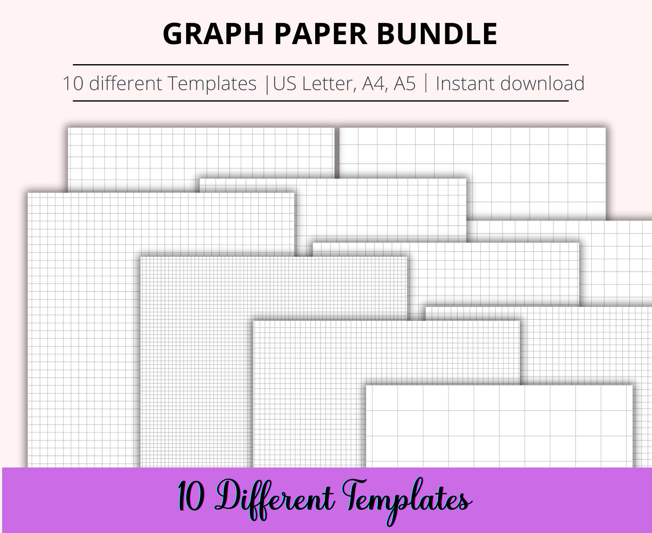 Graph Paper Bundle Printable Graph Grid Paper Squared Paper Digital Template For Goodnotes Notability Ipad Android Small Grid Big Grid Etsy