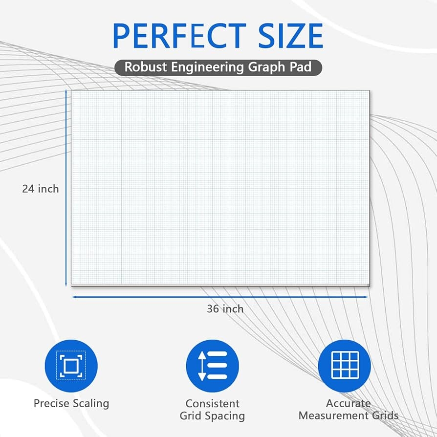 Graph Paper Large 25 Sheet Graph Paper Pad 24 X 36 Large Graph 1 And 1 4 Ruled Grid Graph Paper 11x17