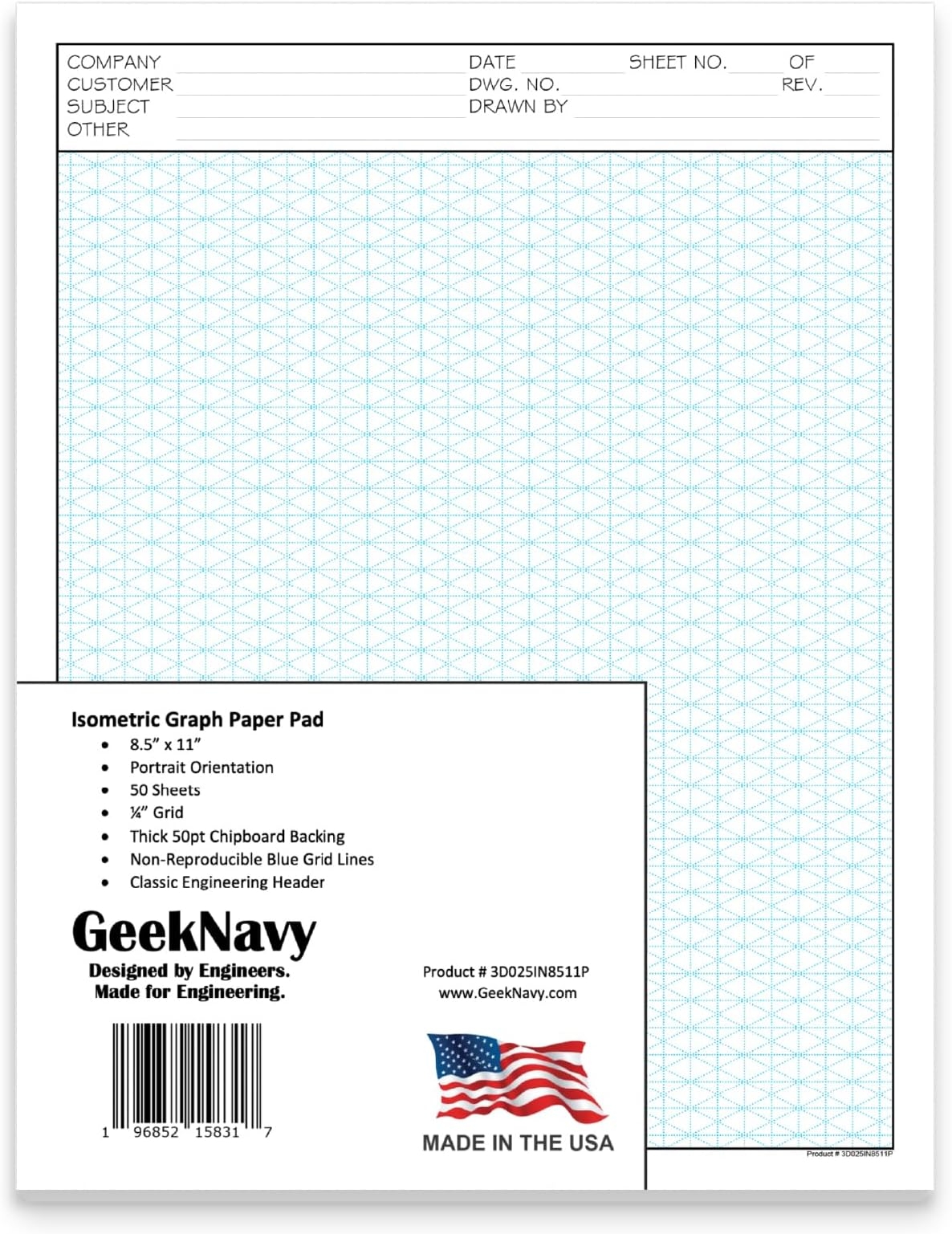 Graph Paper Notebook 11x17 Isometric Graph Paper 50 Sheet Pad Non Photo Blue Grid 0 25 Isometric Grid 11x17