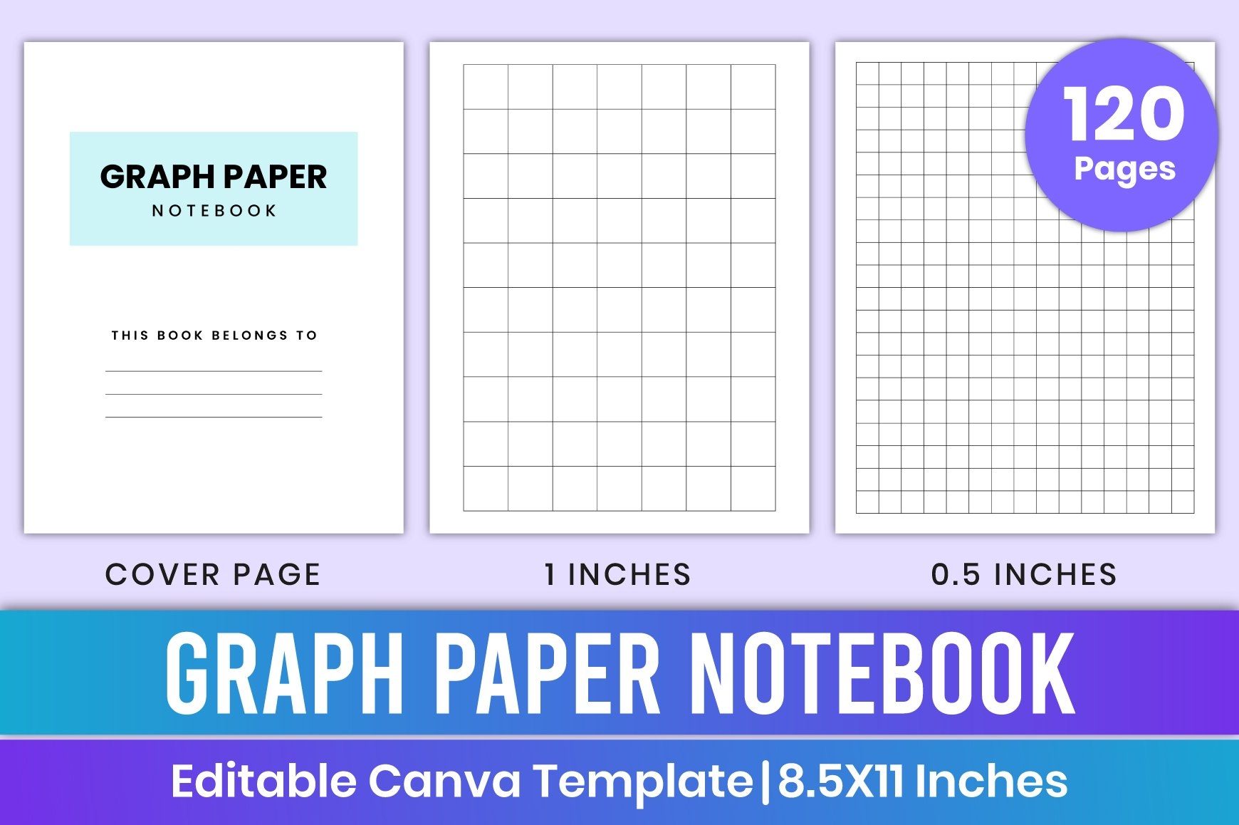 Graph Paper Notebook Canva Template