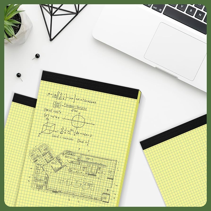 Graph Paper Notebook Graph Paper Grid Paper 8 5 X 11 Graph Paper Pad 2 Pack Quad Ruled Grid Paper Pad 4x4 Squared Legal Pad 30 Sheets Per Quadrille Paper For School Office