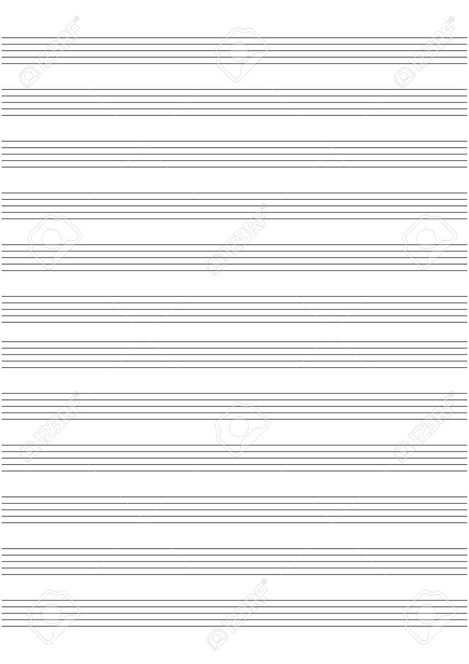 Graph Paper Printable Grid Paper With Stave On A White Background A Blank Music Sheet Paper With Staff Geometric Pattern For Composition Education School Realistic Lined Paper Blank Size A4 Royalty Free
