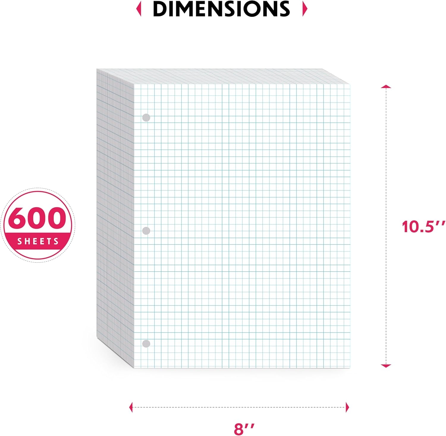 Graph Paper Printable Pdf Graph Paper Loose Leaf Graph Paper 500 Pack 4x4 Inch Quad Ruled Grid Paper 8 5x11 3 Hole Punched Graphing Paper Large Grid Paper