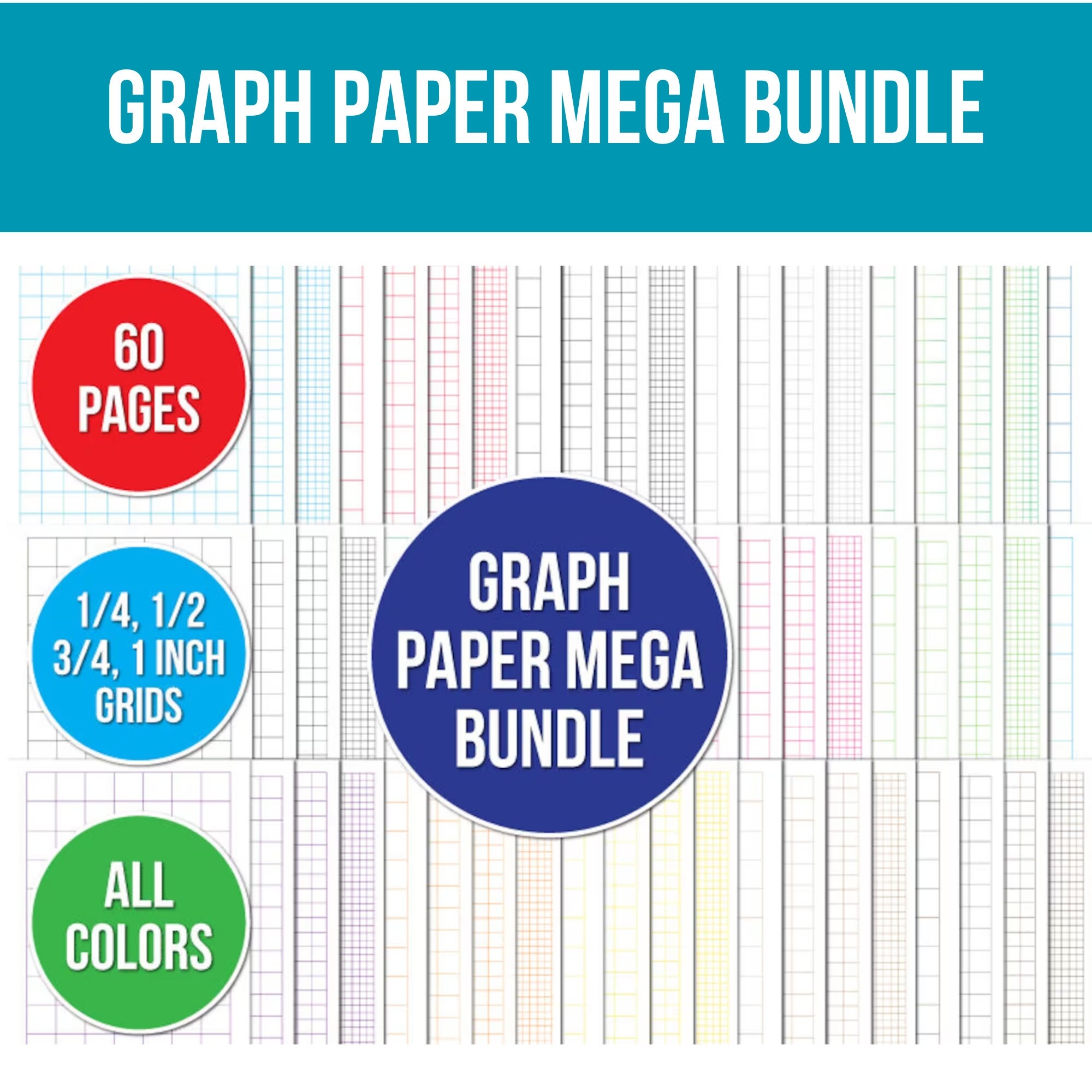 Graph Paper Printable Printable Grid Paper 60 Pages Graph Grid Printable Papers Printable Graph Paper Etsy Israel