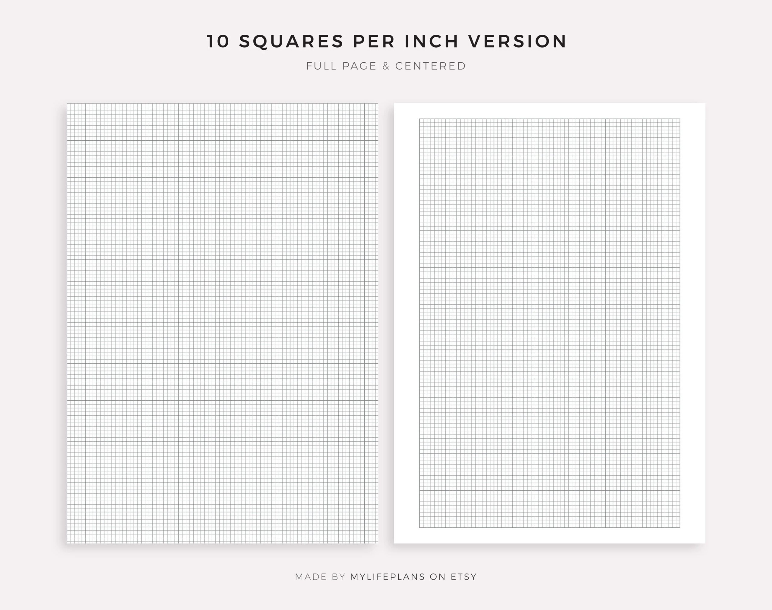 Graph Paper Six Different Sizes 0 25 0 5 1 10 Squares Per Inch 5mm 10mm A4 a5 letter half Printable PDF Instant Download Etsy