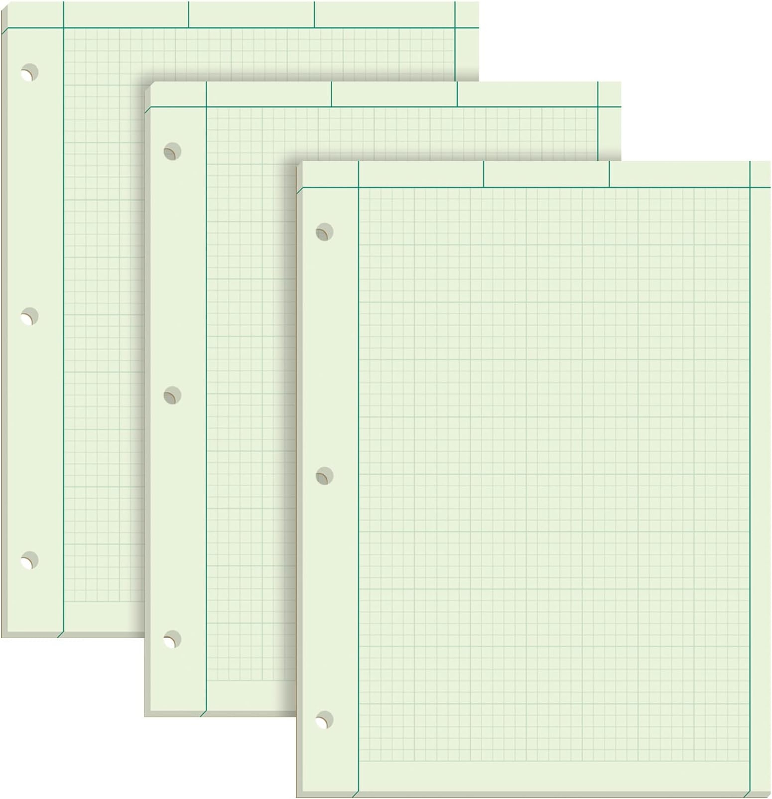 Graphing Paper National Computation Pad 5x5 Grid Blank 200 Sheets Green Tint 8 5x11 Engineering Pad