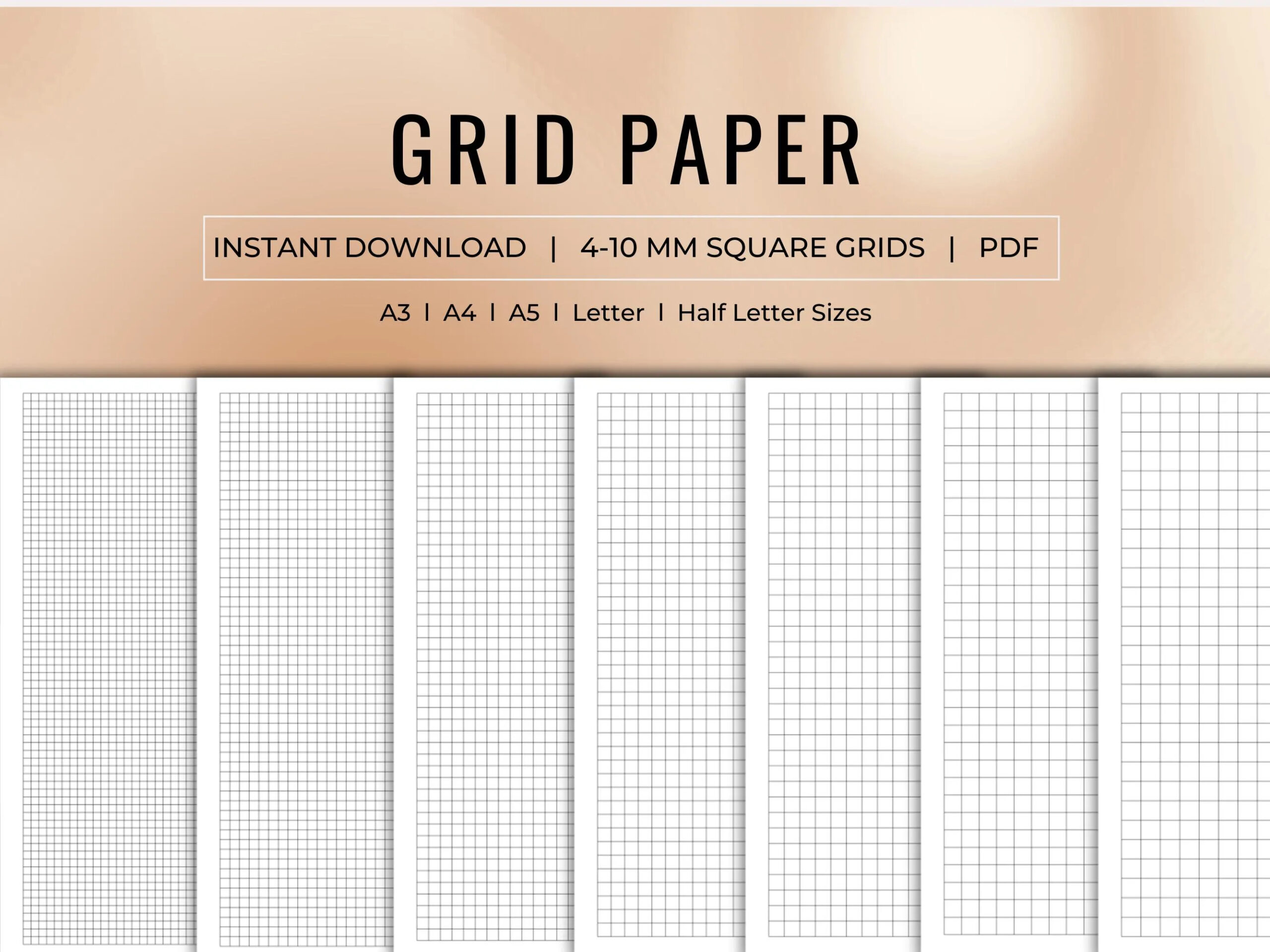 Grid Paper Bundle Printable Grid Paper Squared Paper Digital Template Small Grid Big Grid A4 A3 A5 Letter Half Letter Printable Etsy