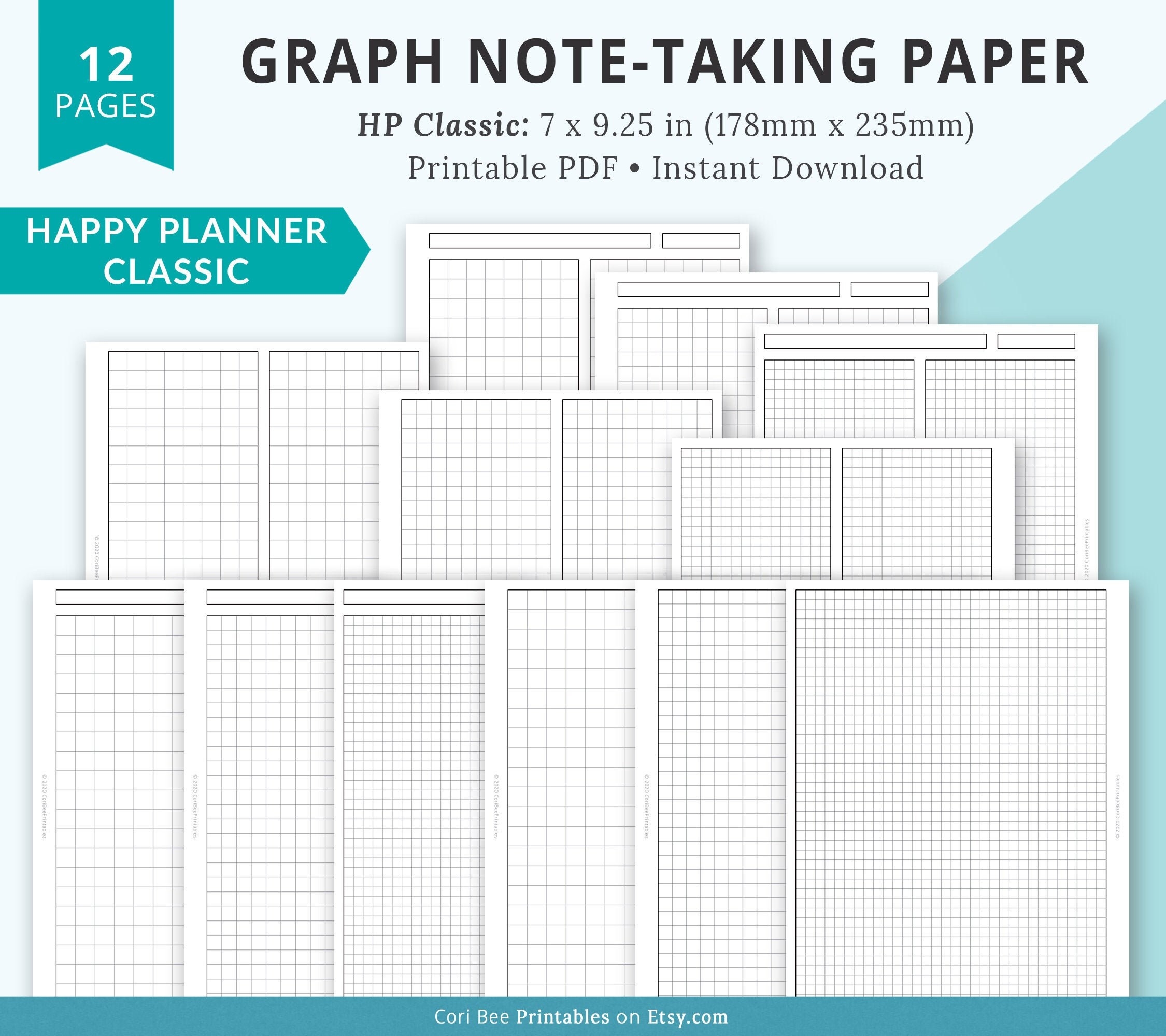 Happy Planner Inserts Classic Happy Planner Template Graph Paper Graph Note Paper Graph Notebook Paper Printable Graph Stationary Etsy