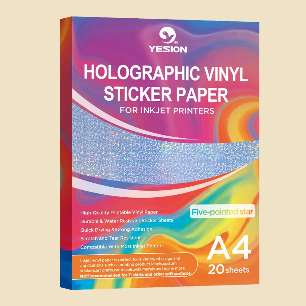 Holographic Vinyl Sticker Paper Five pointed Star 