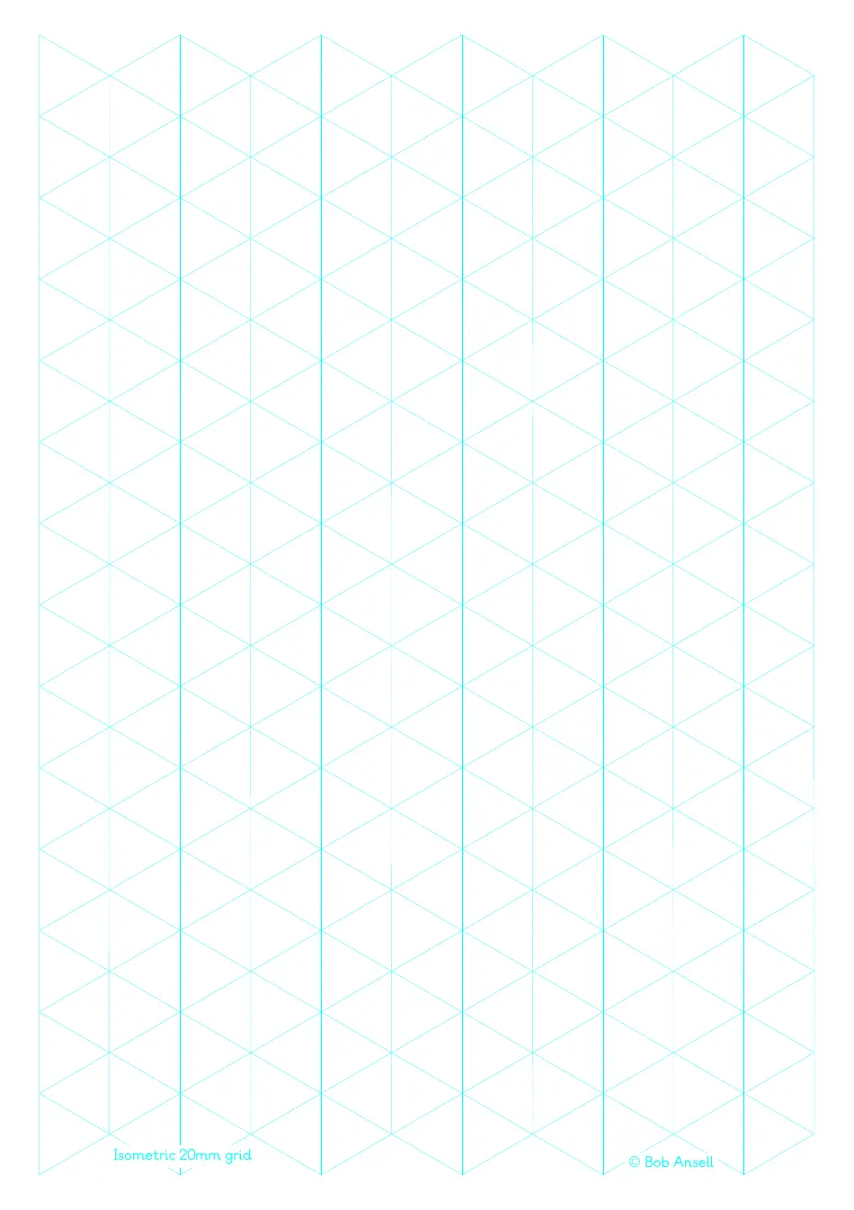 Isometric 20mm Grid Paper Cyan Download Printable PDF Templateroller