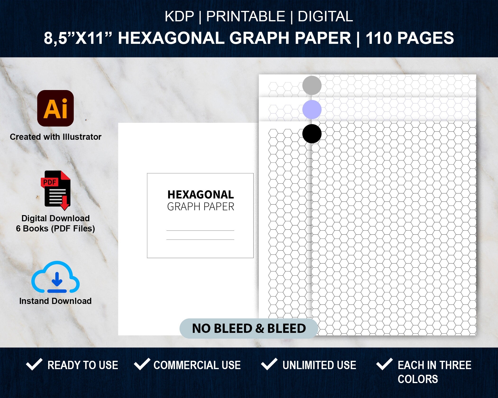 KDP Low Content Interior 8 5 X 11 Hexagonal Graph Paper For Amazon KDP Or Personal Use 110 Pages Ready To Upload PDF Etsy