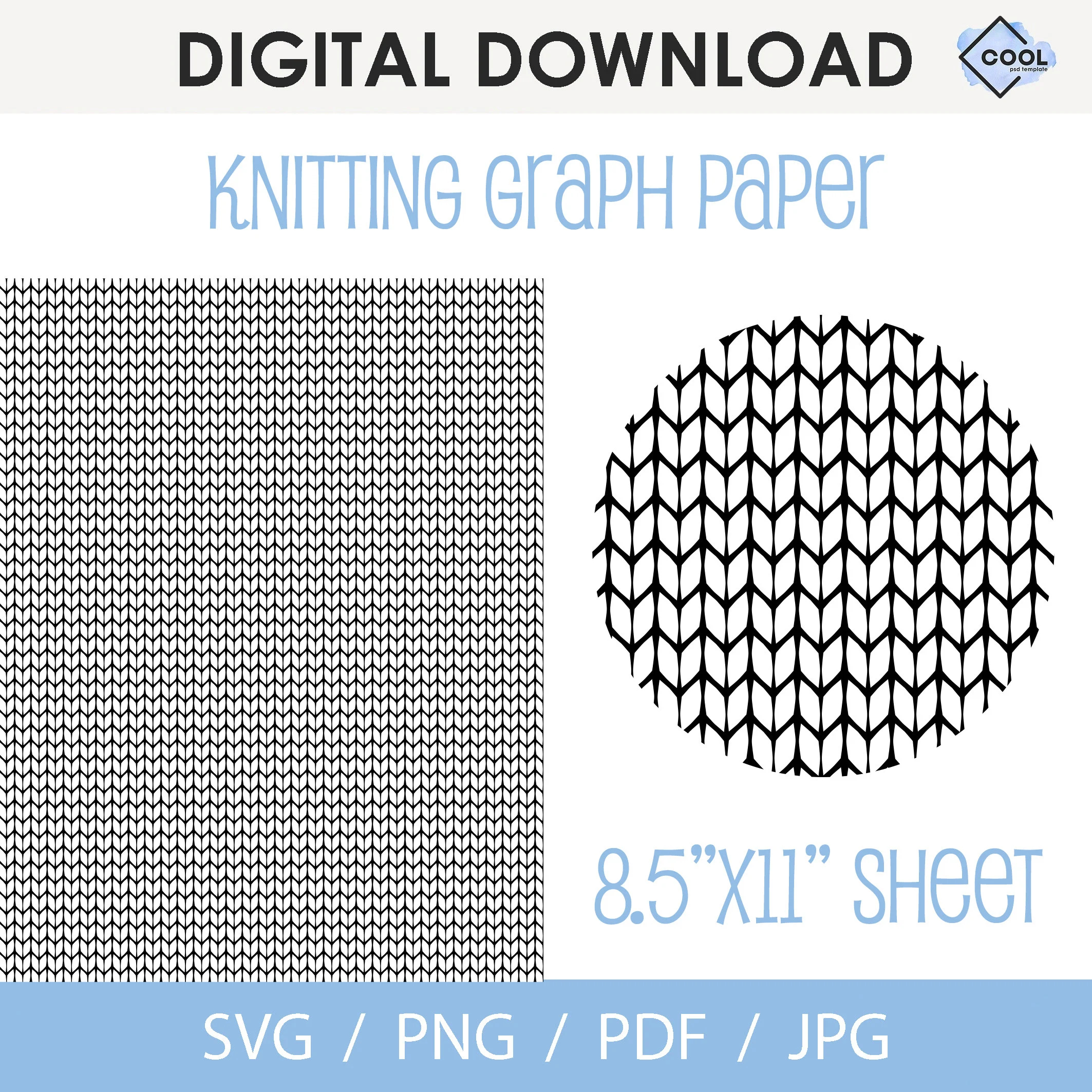 Knit Stitch Graph Blank Paper Knitting Patterns Grid For Colorwork Charts 8 5x11 Sheet Pdf Jpeg Svg Printable Instant Download Etsy
