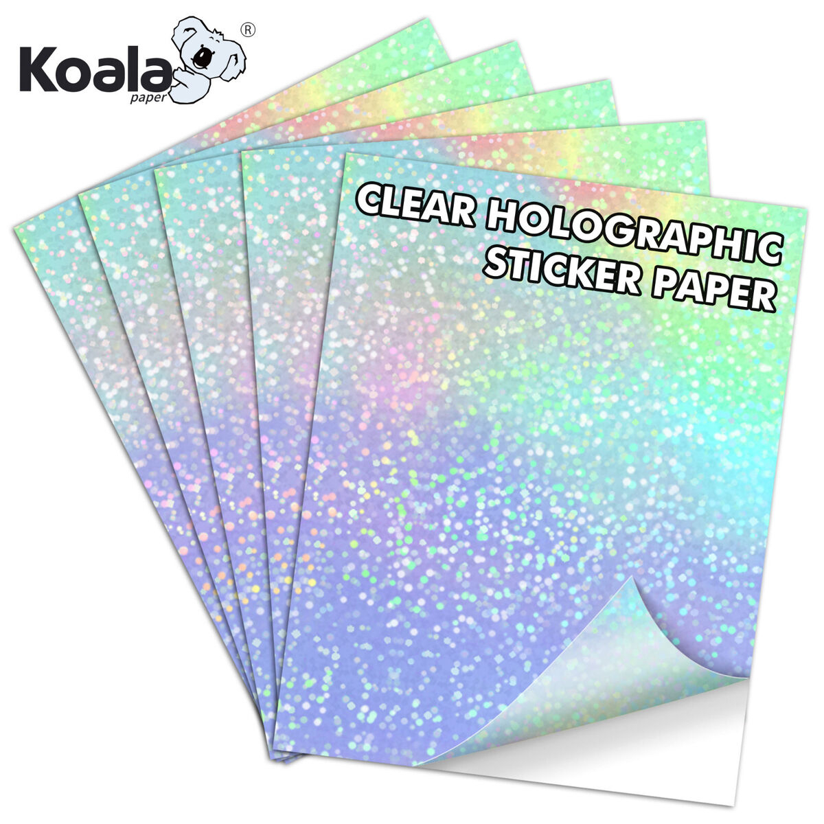 Koala Clear Self Adhesive Laminting Sheet Holographic Vinyl Sticker Paper A4 5PK EBay