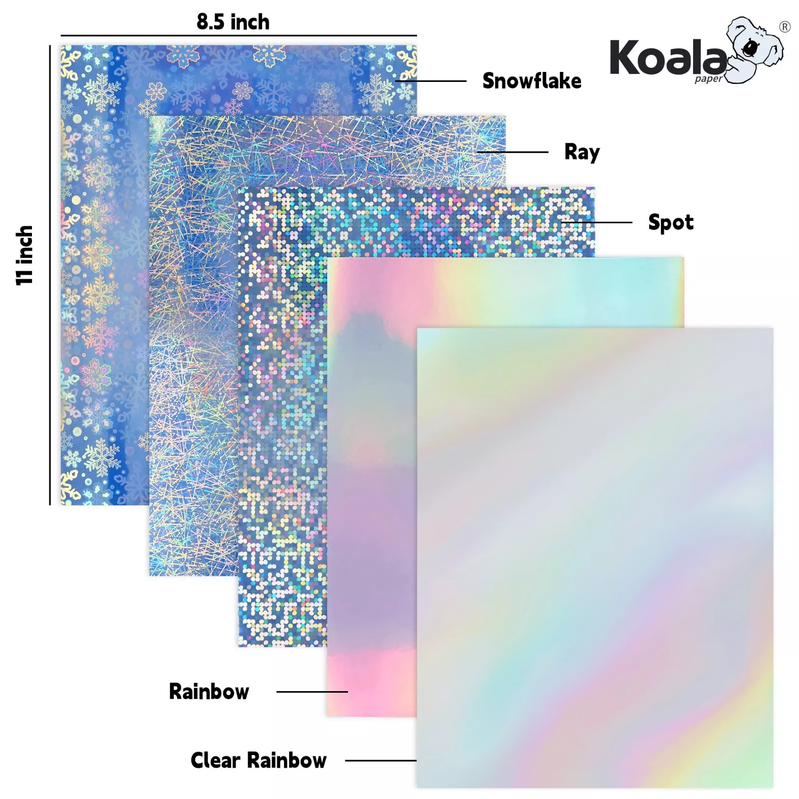 Koala Holographic Sticker Paper For Inkjet Laser Printers 20 Sheets Mixed 8 5x11 Inch Printable Vinyl Sticker Paper Dries Quickly Waterproof Sticker Paper Walmart