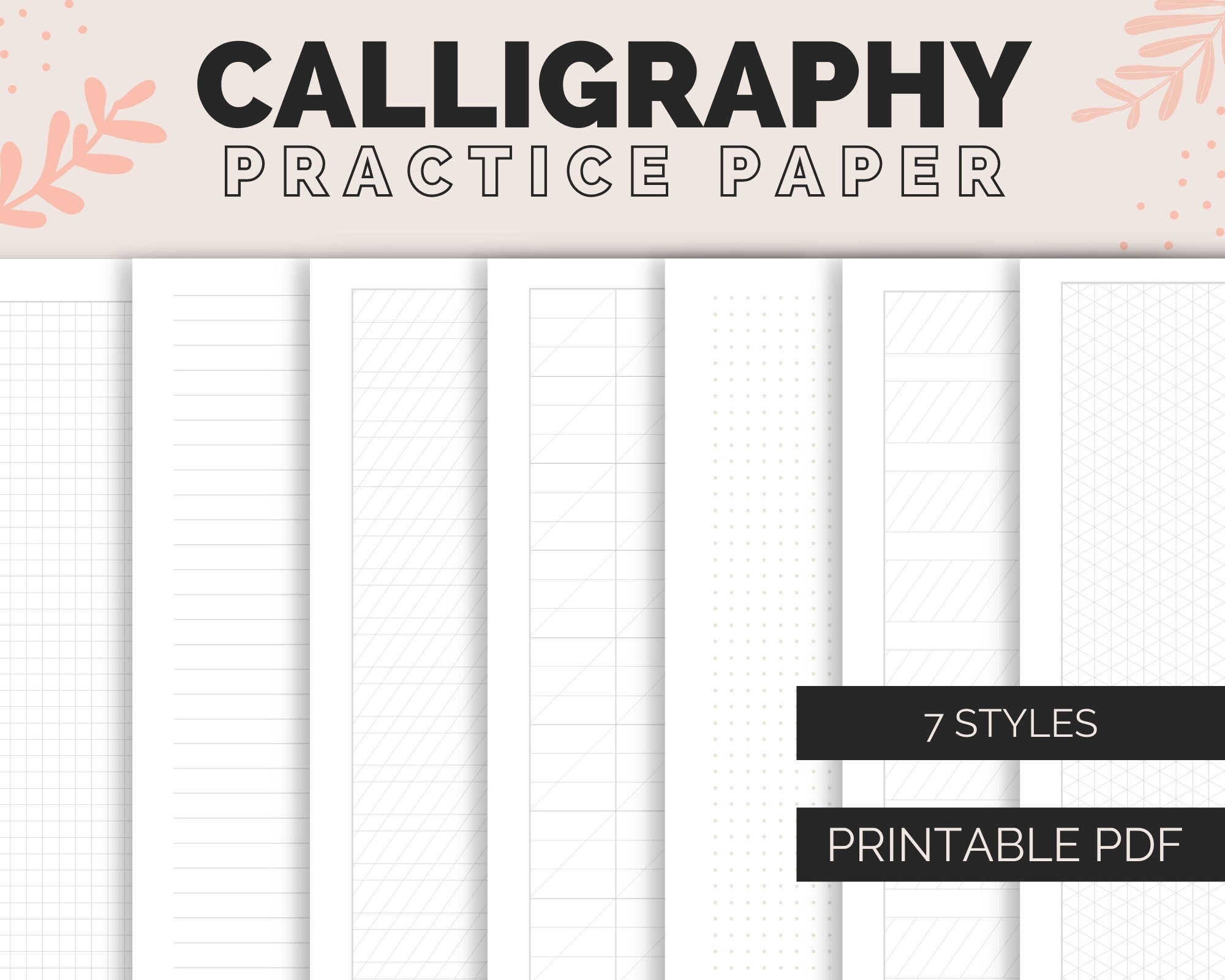 Lettering Practice Sheets Printable Digital Papers For Neat Handwriting Practice Modern Calligraphy Cursive Handlettering Worksheets Etsy