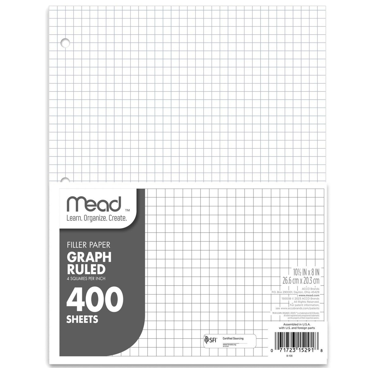 Loose Leaf Paper 1 Pack 3 Hole Punched Graph Ruled Paper 10 1 2 X 8 400 She EBay
