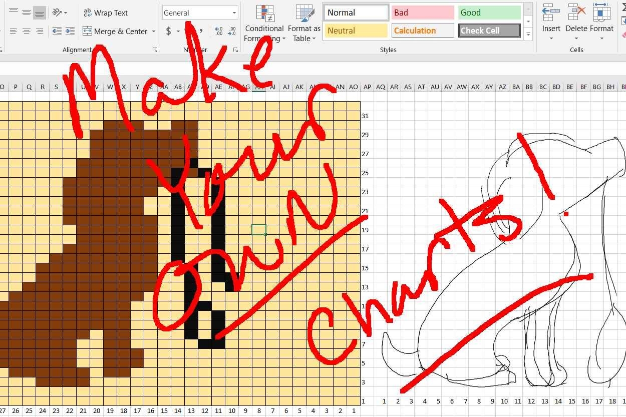 Make Knitting Charts With Excel tm 