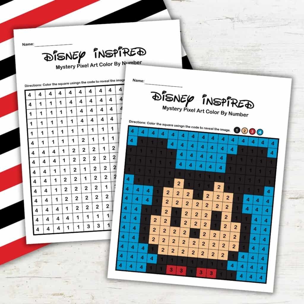 Mickey Mouse Color By Number Printable For Preschoolers