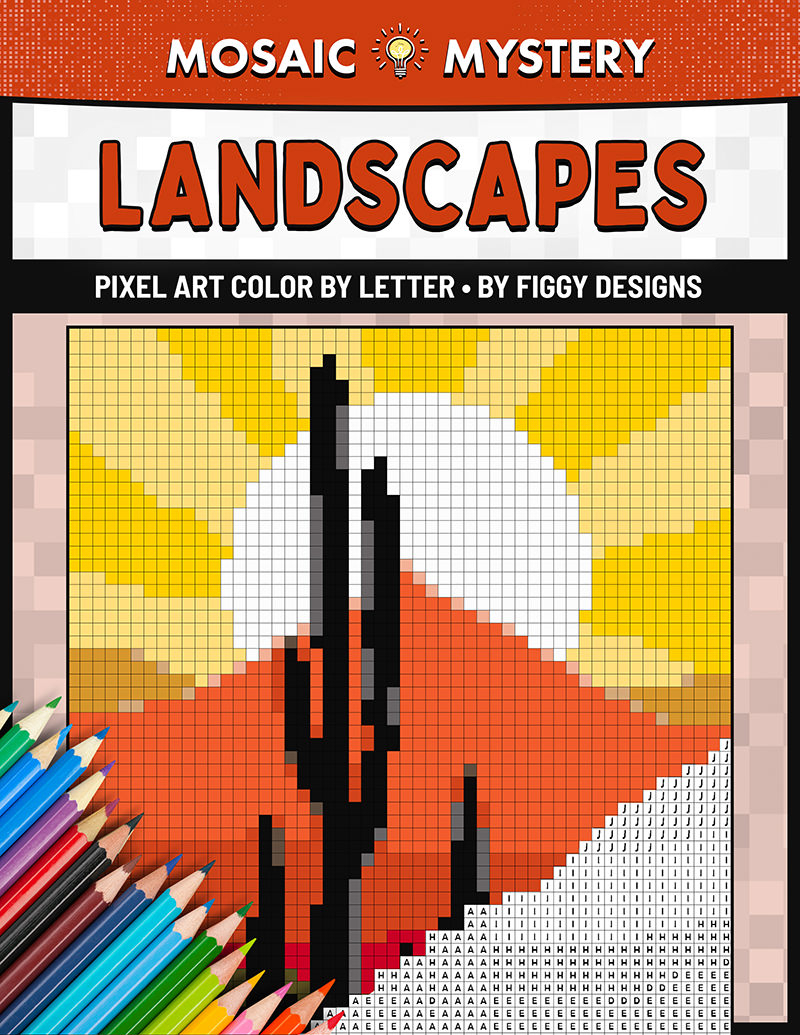 Mosaic Mystery Landscapes Coloring Book Figgy Designs