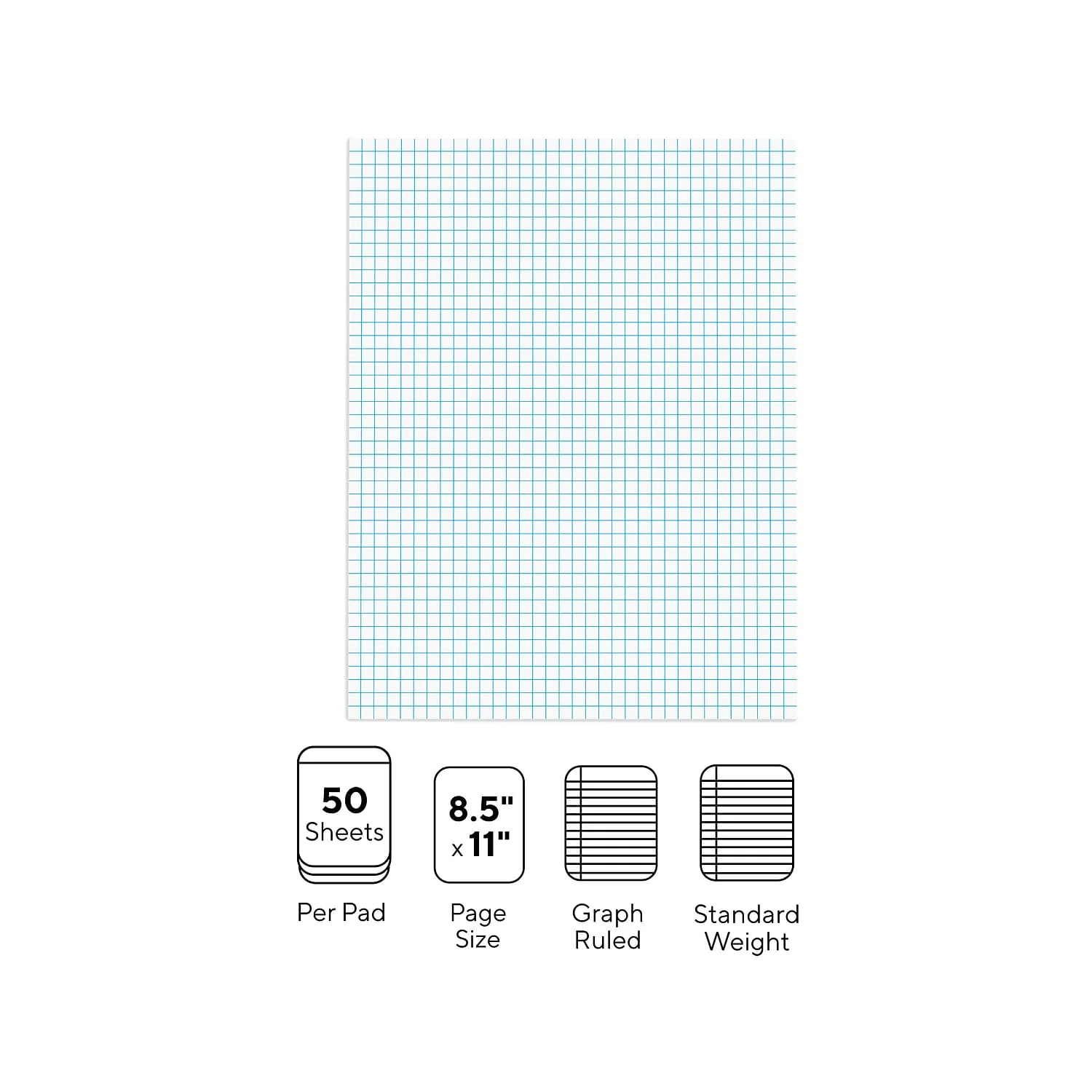 MyOfficeInnovations 8 5 x11 Grid Paper Notepad White 50 Sheets Pad 6 Pads Pack For Precise Writing And Drafting Walmart
