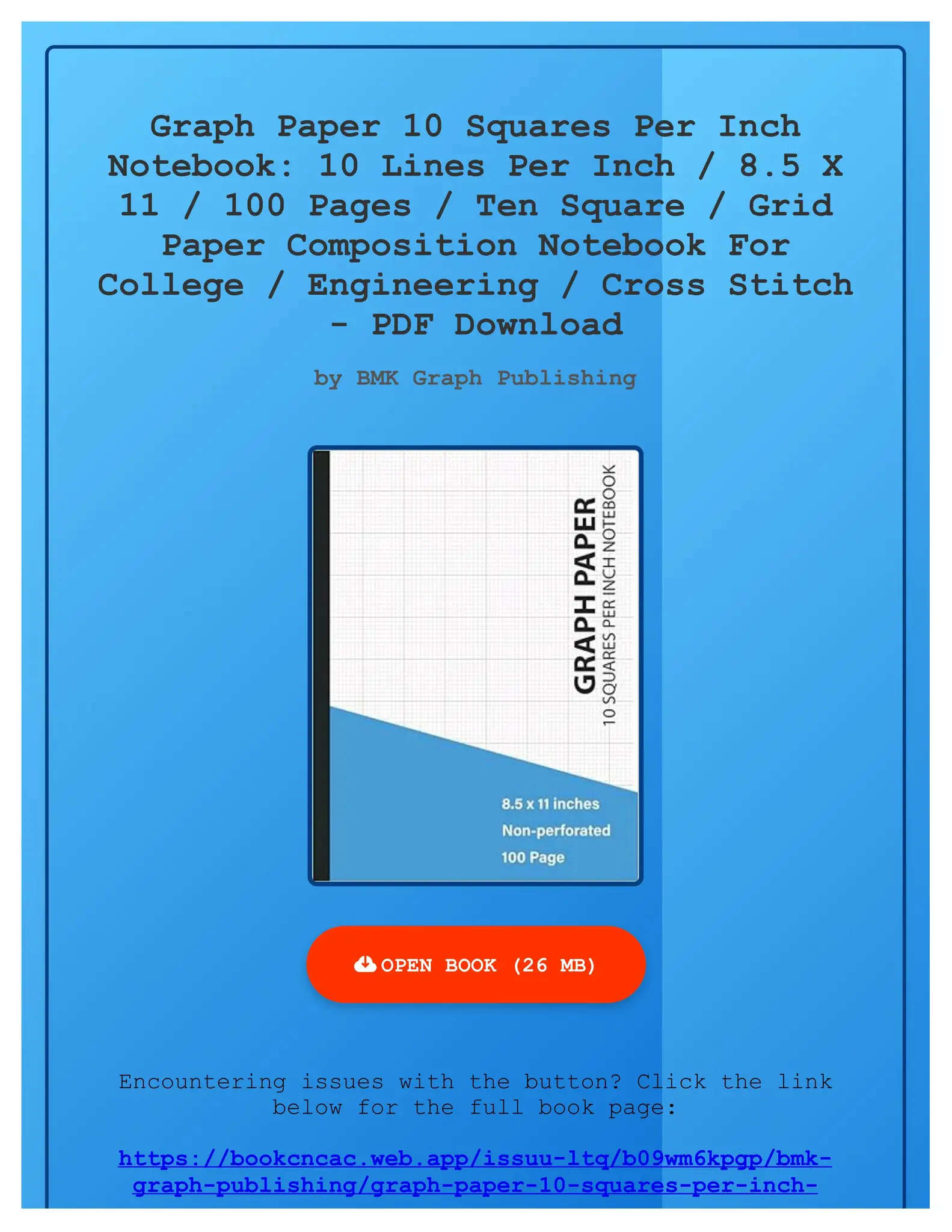 PDF Free Graph Paper 10 Squares Per Inch Notebook 10 Lines Per Inch 8 5 X 11 100 Pages Ten By EleonoreBartolettiag Issuu
