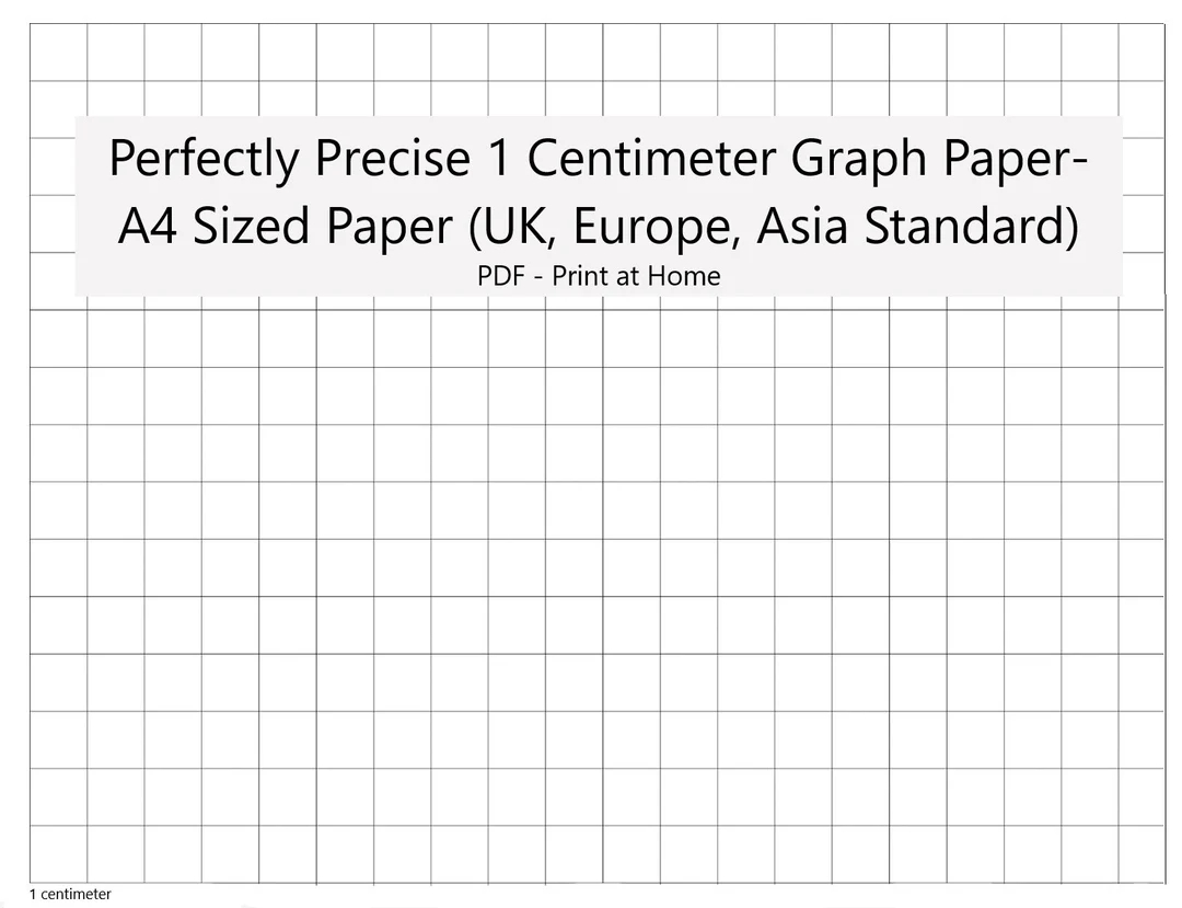 Perfectly Scaled And Precise Printable Graph Paper A4 1 Centimeter Square Metric Etsy