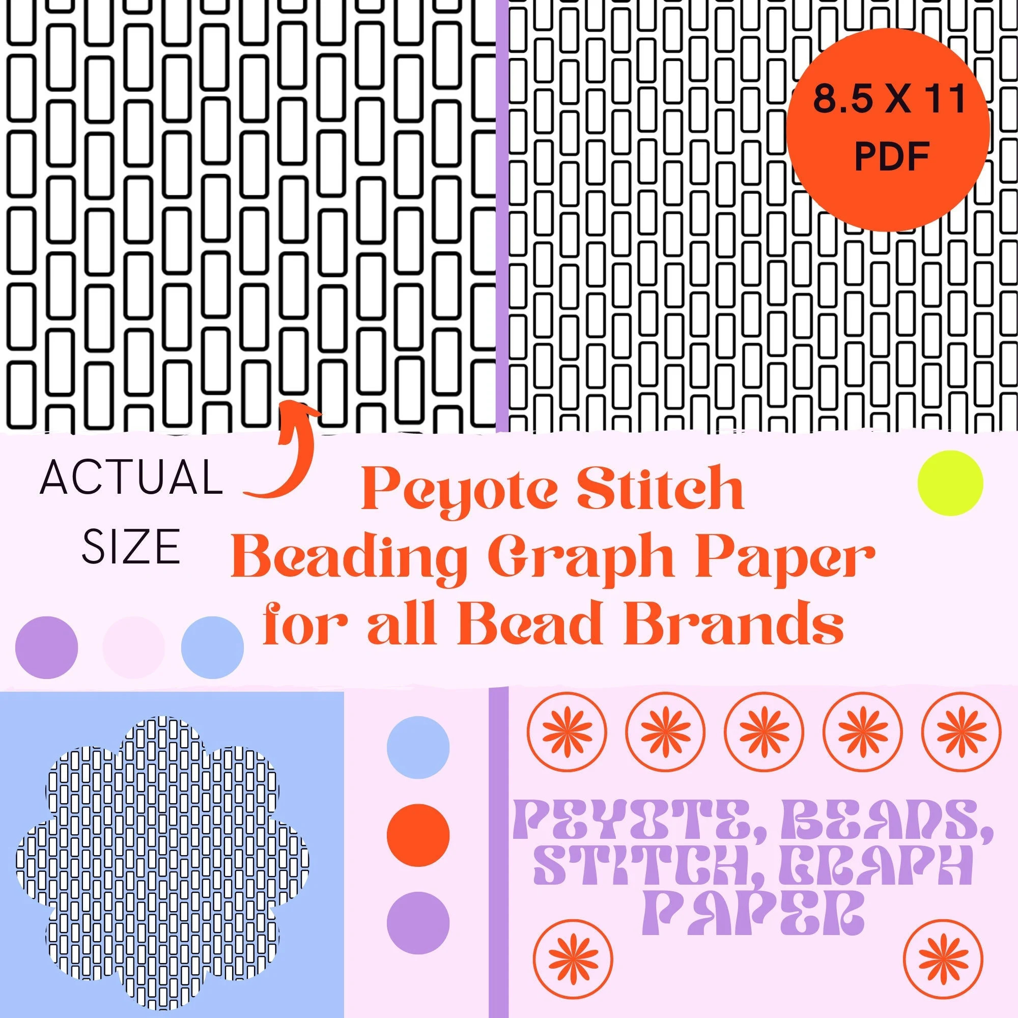 Peyote Stitch Beading Graph Paper Beading Pattern Beading Tutorial Pattern Sheet Graphing Paper Design Sheet Printable Pattern Graph Etsy