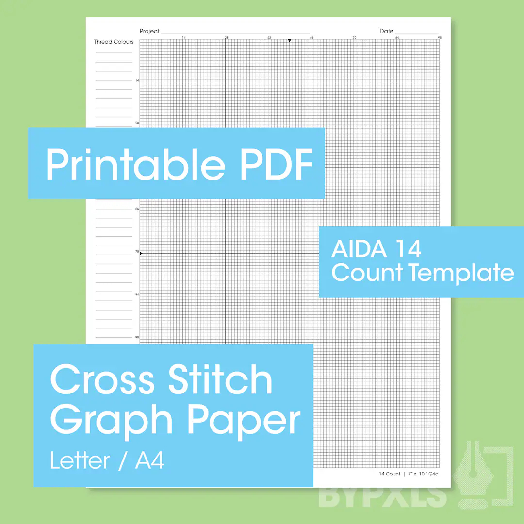 PRINTABLE Aida 14 Cross Stitch Graph Paper Letter a4 14 Fabric Counts PDF Instant Download Etsy
