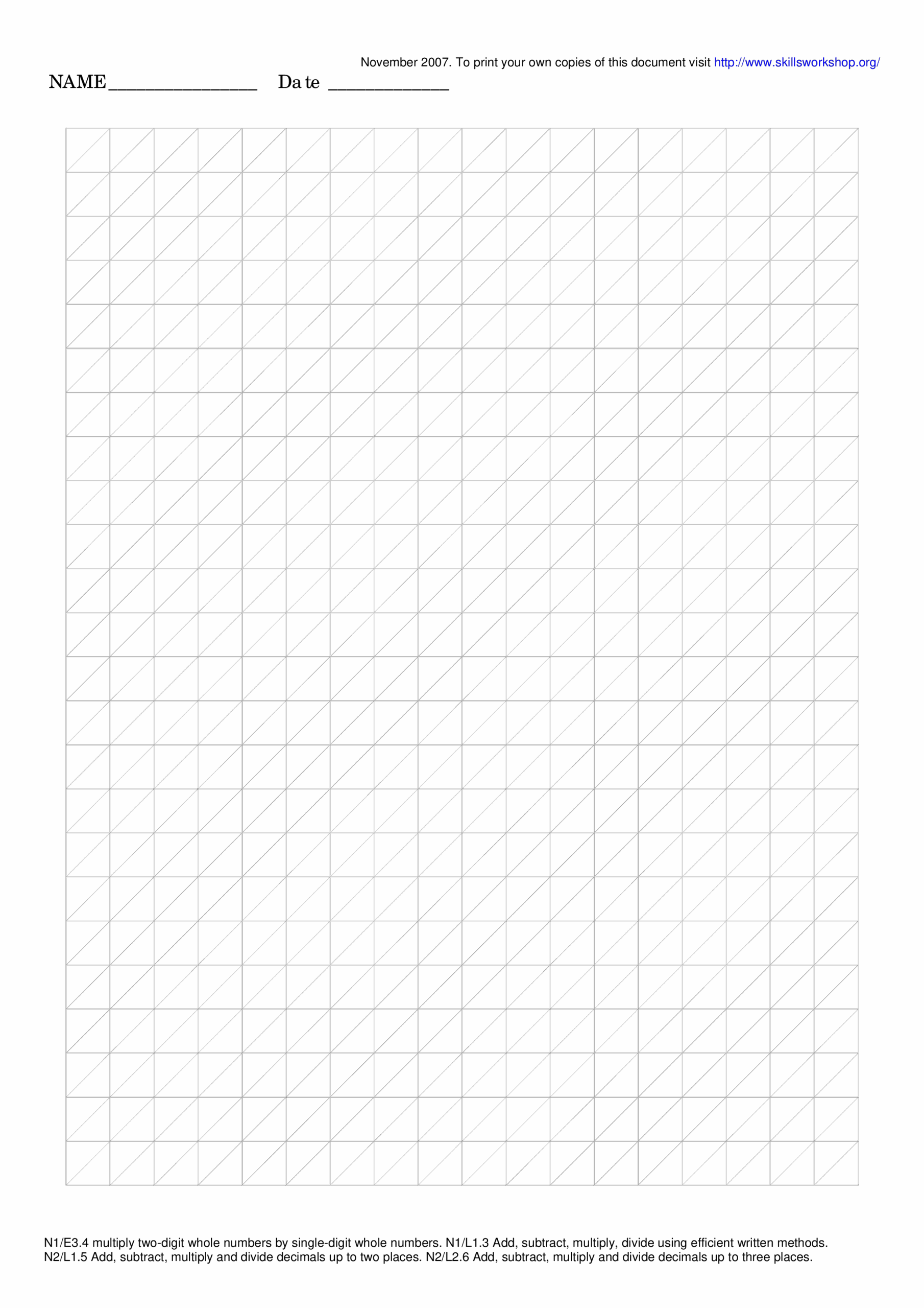 Printable Diagonal Grid Paper Templates At Allbusinesstemplates Worksheets Library
