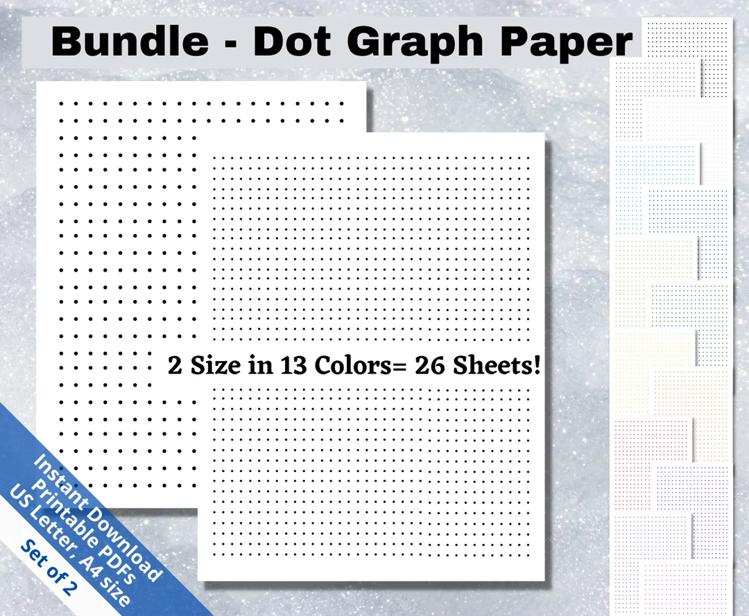 Printable Dot Graph Paper PDF Bundle Dot Grid Paper Digital Dot Graph Journal Dot Graph Pape Color Dot Graphing Paper Template SB039 Etsy