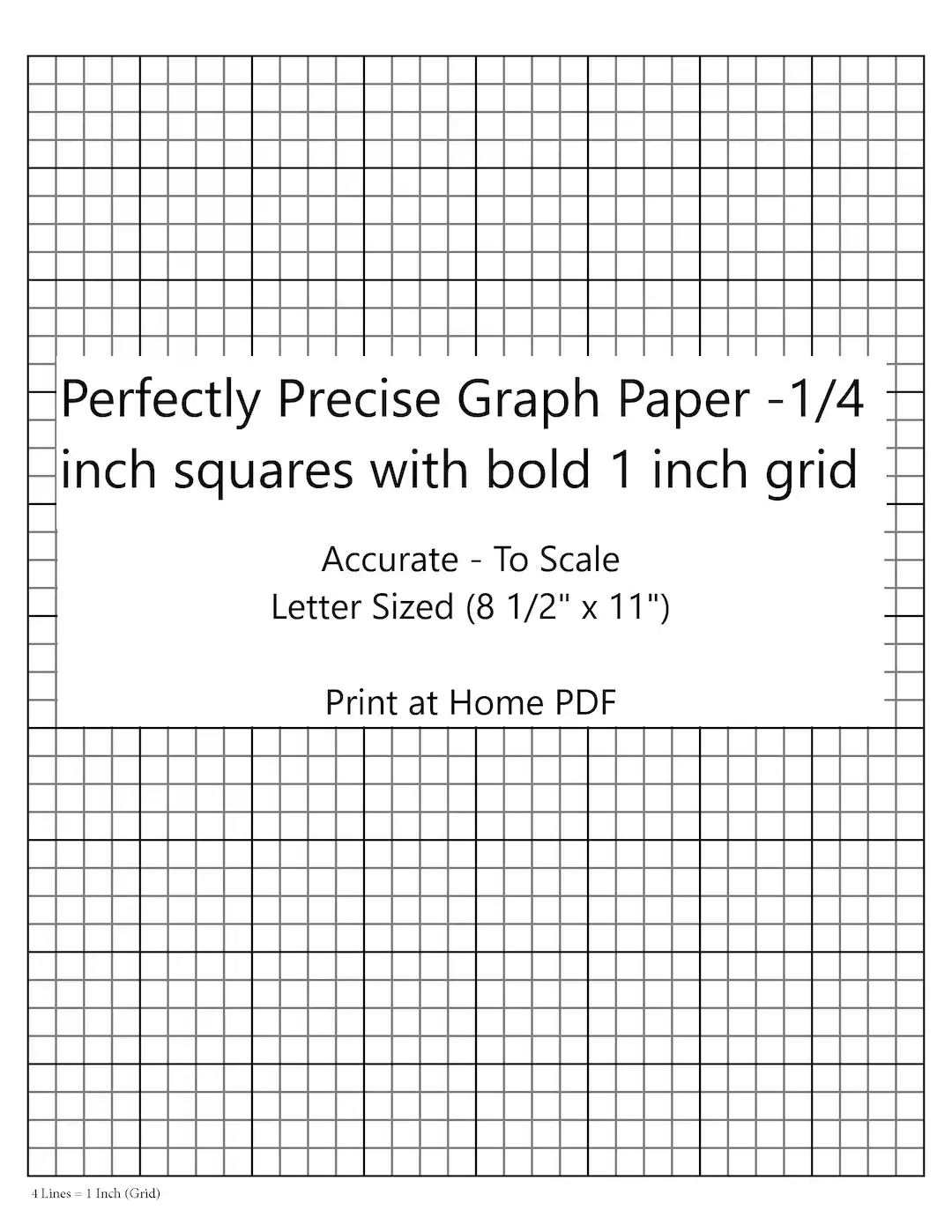 printable graph paper 1 4 inch grid with bold 1 inch lines pdf etsy