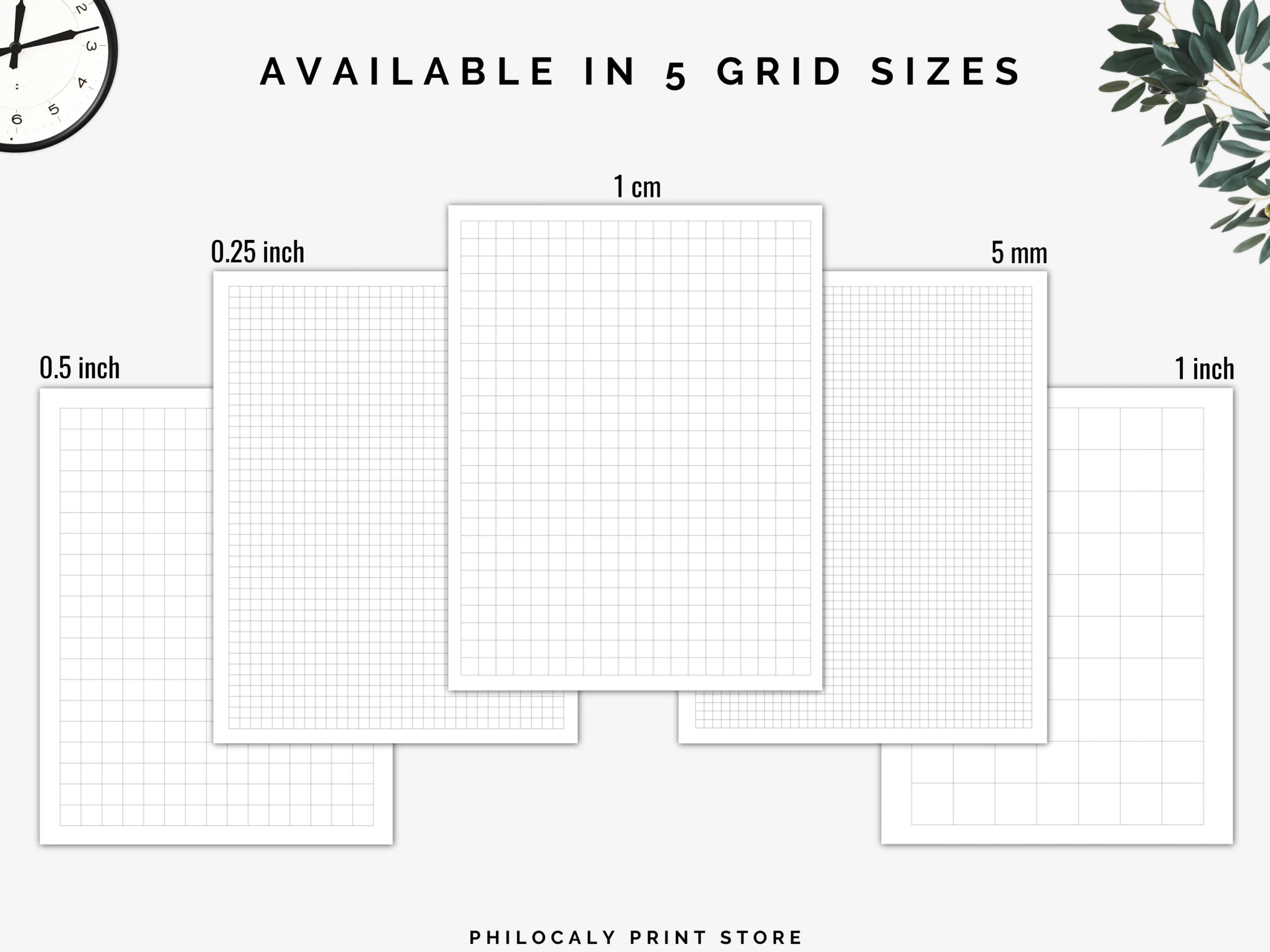 Printable Graph Paper Grid Paper Graph Paper Download Sizes 0 5 Inch 0 25 Inch 5 Mm 1 Cm 1 Inch Color Graph Papers A4 Letter Etsy