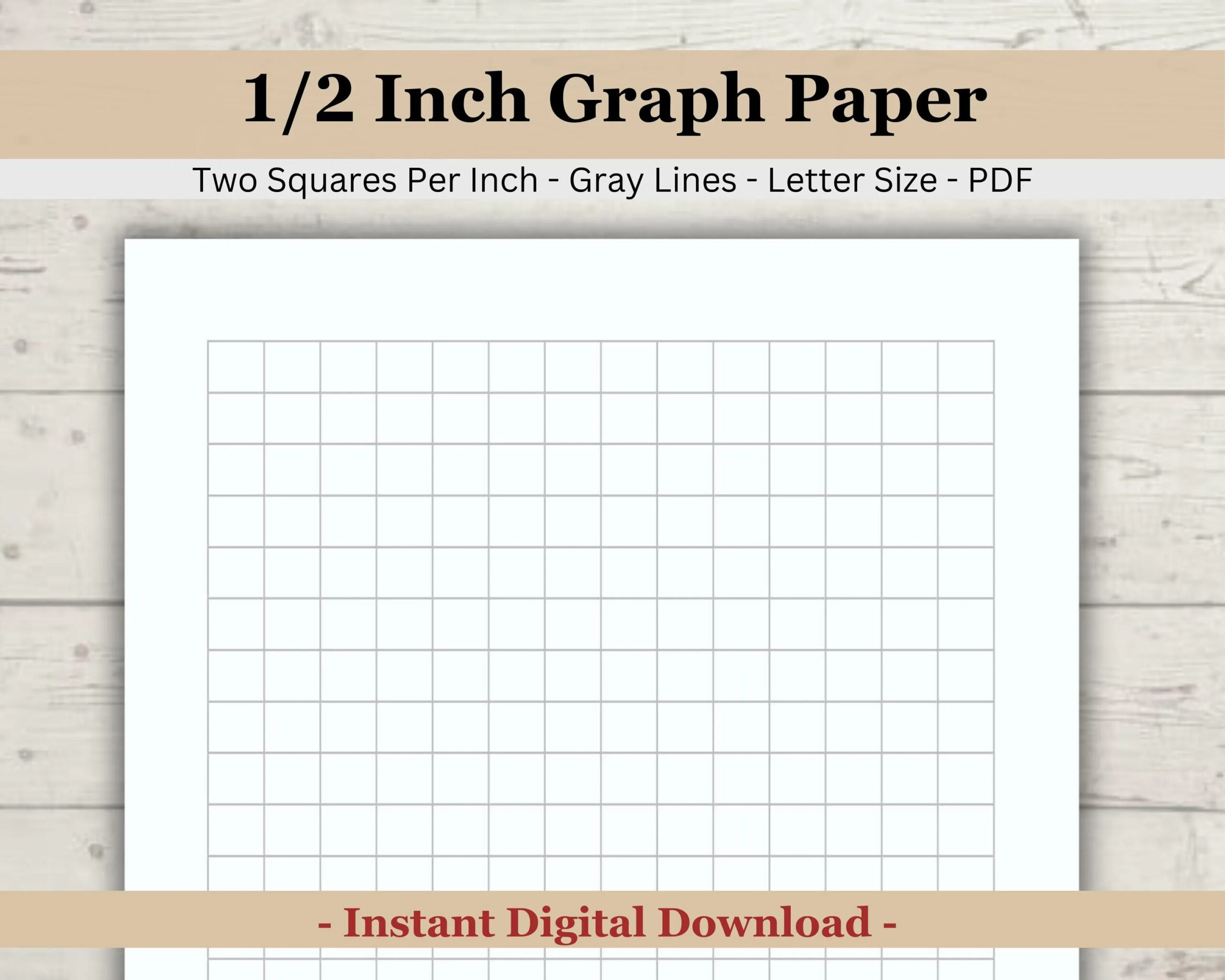printable half inch 50 inch graph paper two squares per inch 2x2 gray graph paper 1 2 inch squares graphing paper download pdf etsy