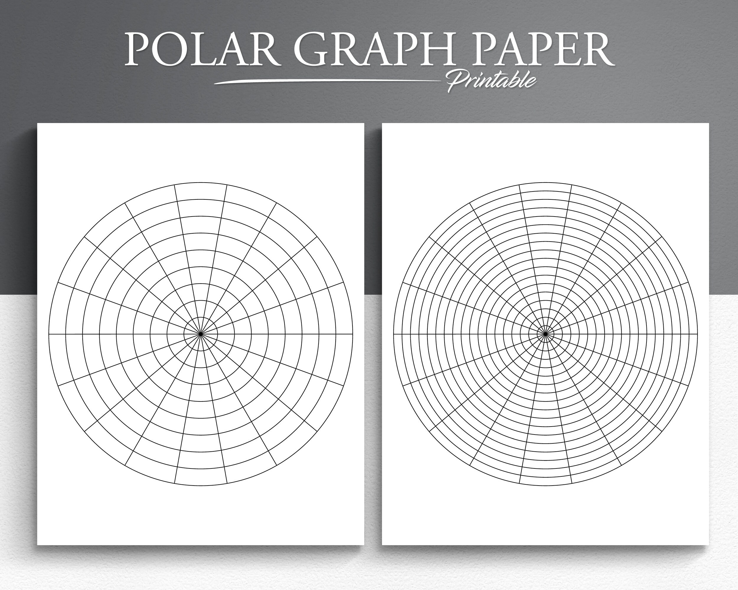 Printable Polar Graph Paper Circular Graph Paper Radial Graph Paper Etsy