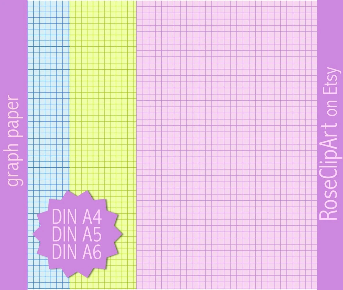 Purple Graph Paper Instant Download Printable Lilac Blue Green Graph Paper Commercial Use Allowed Planner Insert Etsy