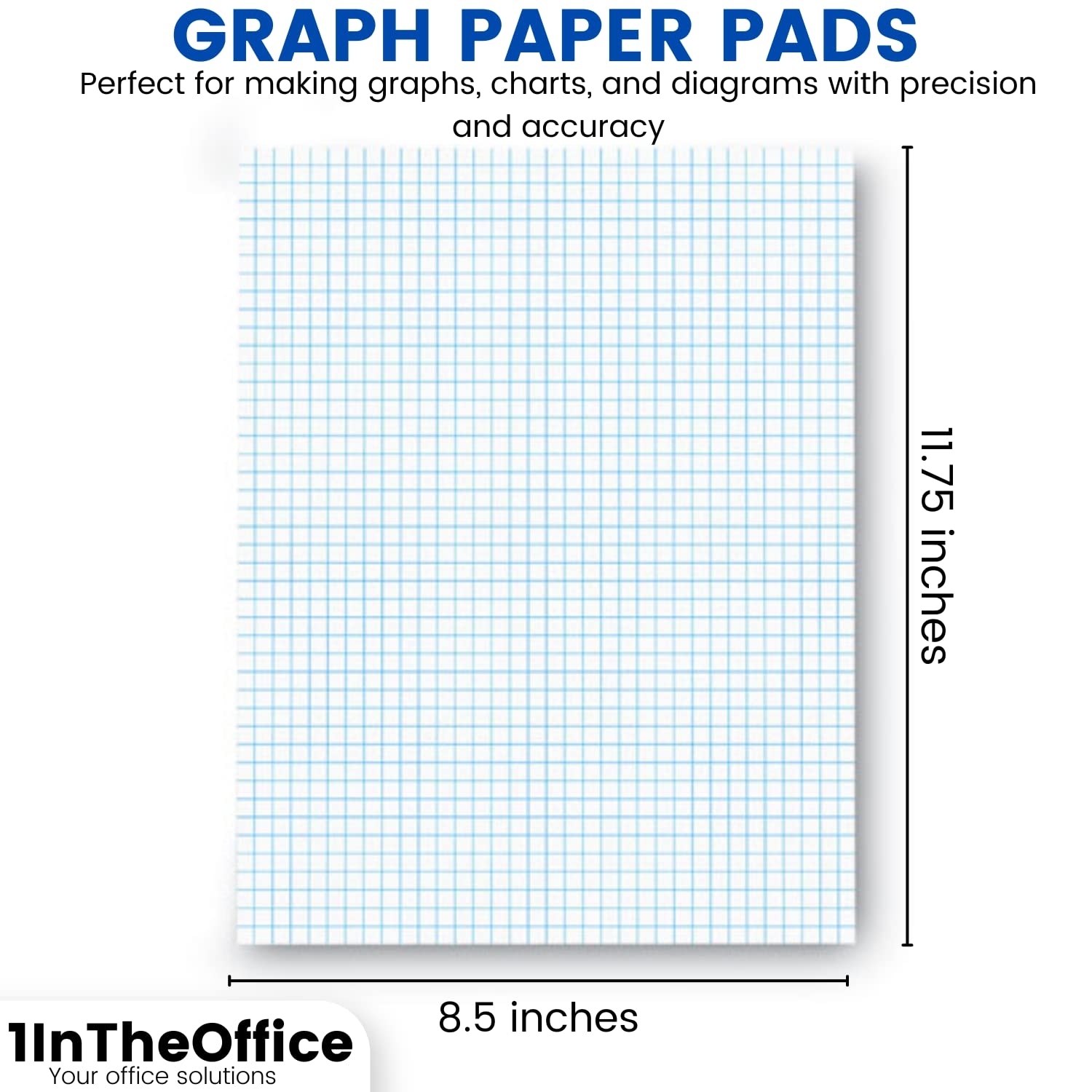 S 8 5 X 11 1InTheOffice 6 Pack 8 5x11 4x4 Grid 50 Sheets Pad Loose Leaf For Easy Tearing Graph Paper Pad
