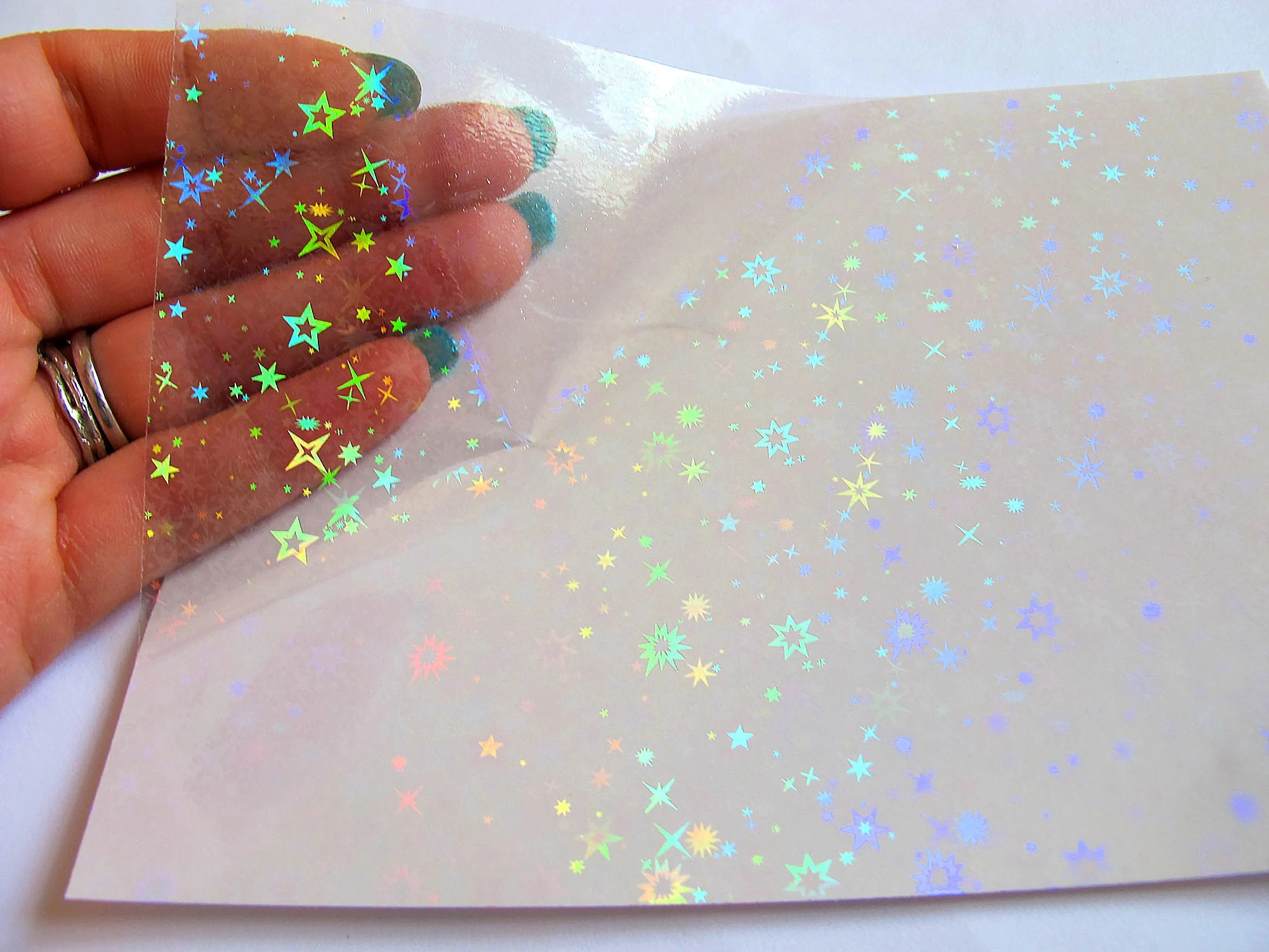 Self adhesive Holographic Vinyl Overlay Sticker Sparkling Stars Design Etsy