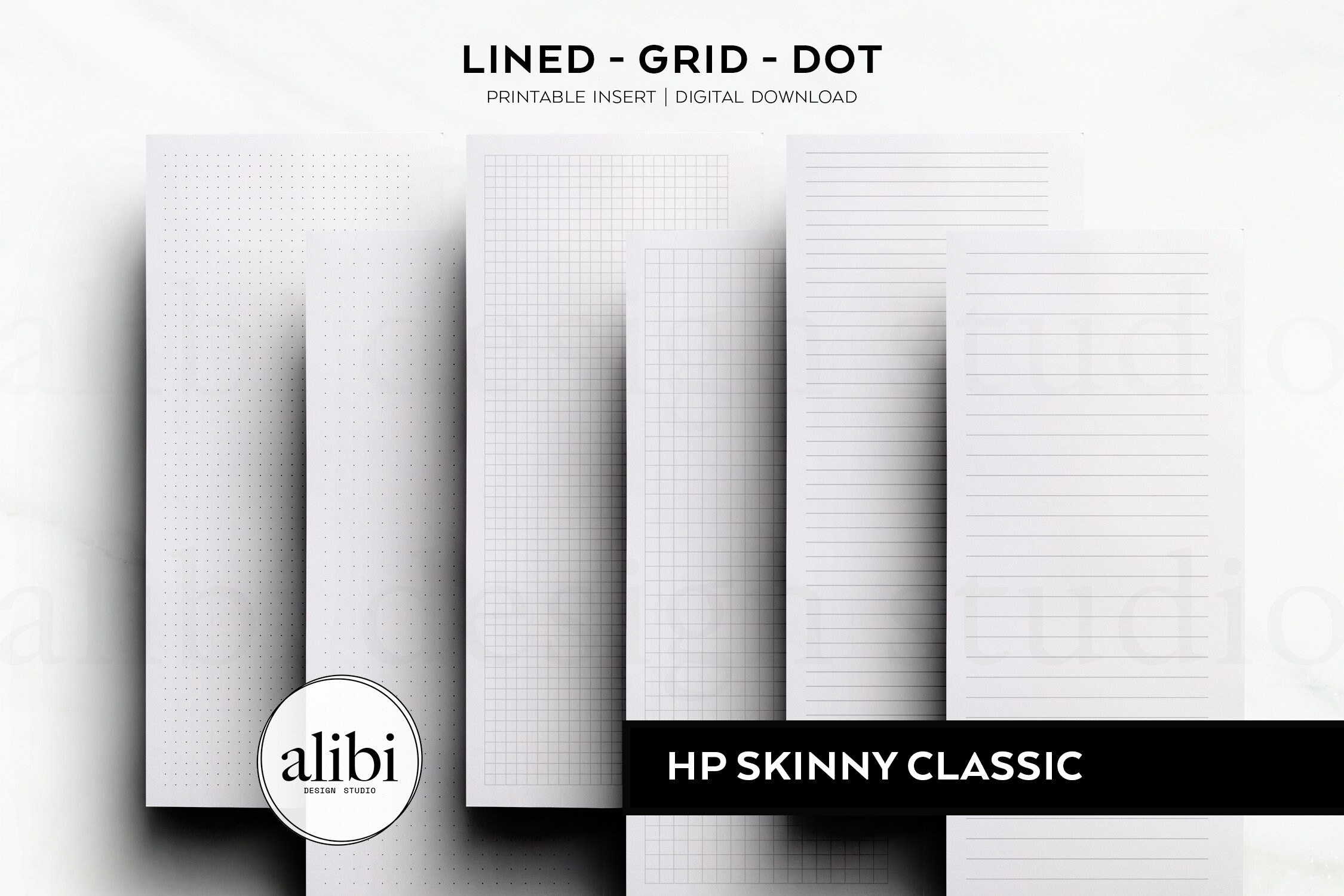 Skinny Classic Happy Planner Grid Paper Dot Grid Lined Paper Printables HP Half Sheet Printable Inserts Etsy