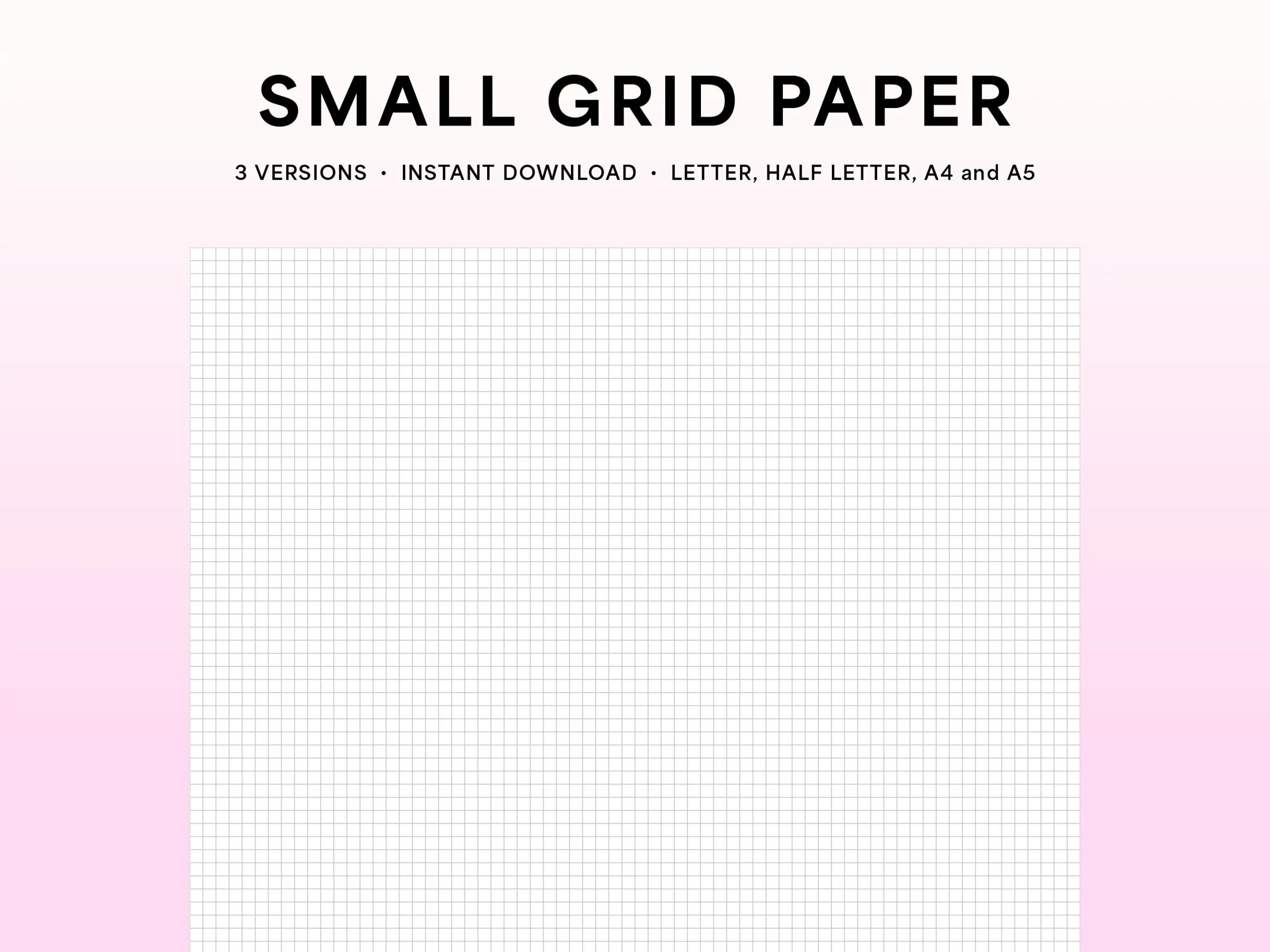 Small Grid Paper Printable Graph Paper Letter Half Letter A4 And A5 Notebook Paper Etsy Canada