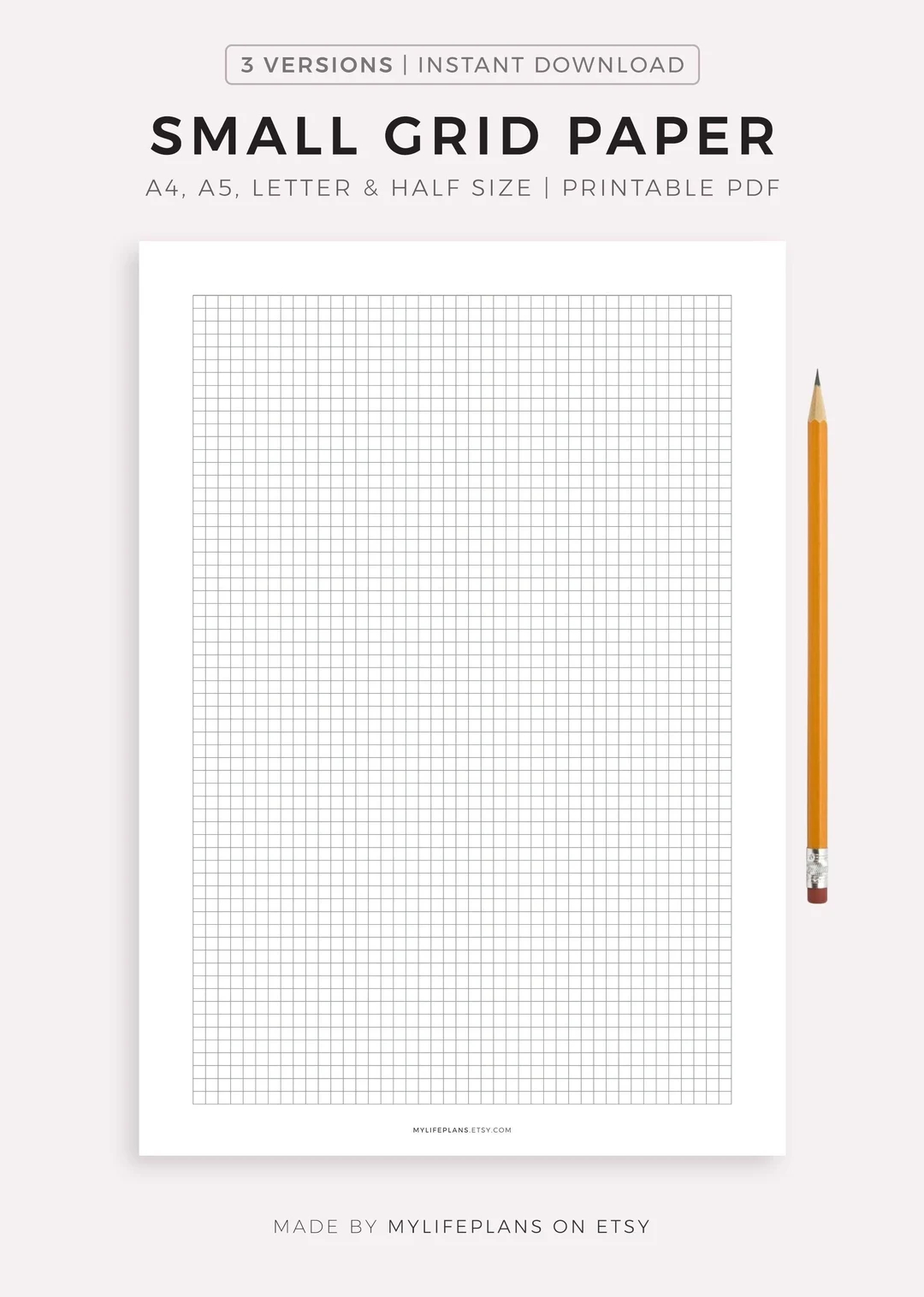 Small Grid Paper Printable Squared Paper Planner Inserts A4 a5 letter half Size Instant Download PDF Etsy