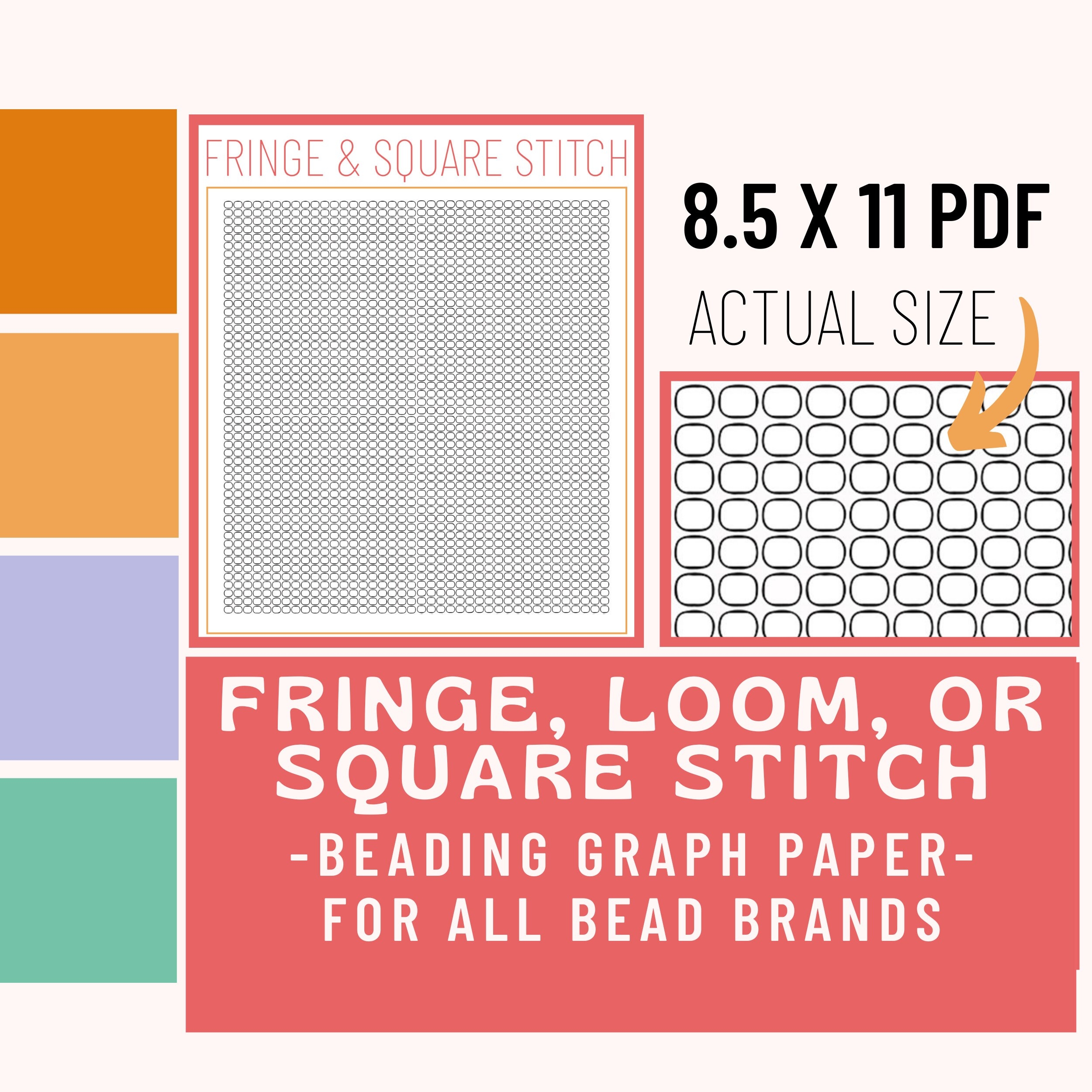 Square Stitch Loom Fringe Beading Graph Paper Pattern Beading Tutorial Graphing Paper Design Pattern Printable For Procreate Etsy