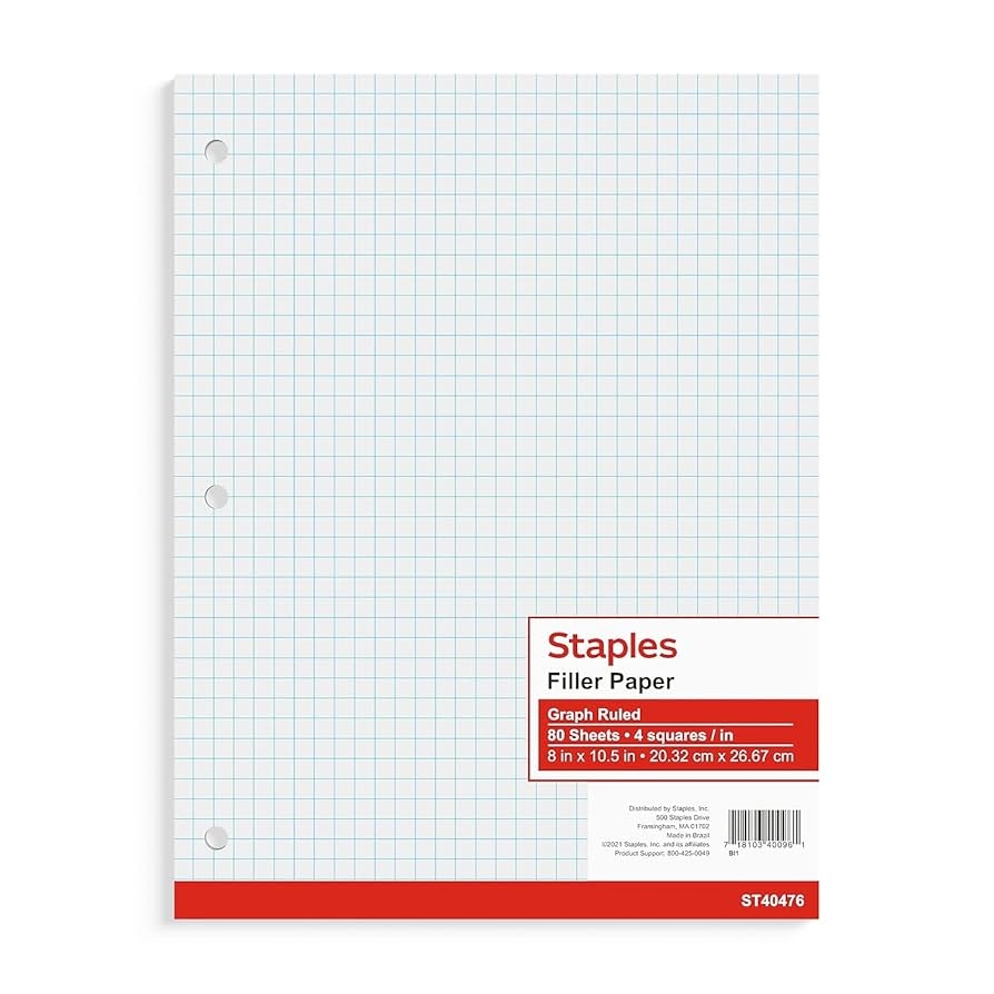 Staples 509651 Graph Ruled Filler Paper 8 Inch X 10 1 2 Inch Amazon sg Office Products
