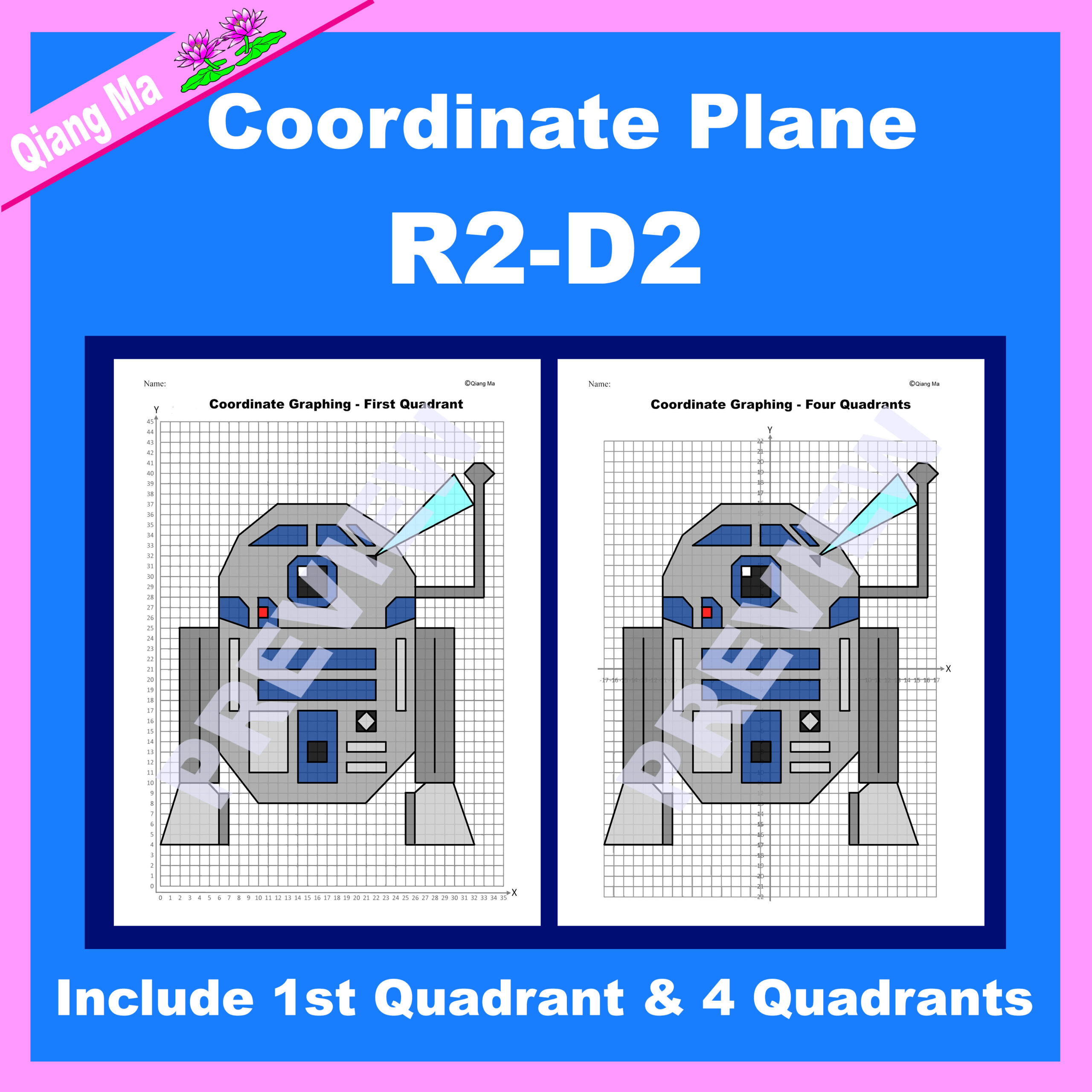 Star Wars Coordinate Plane Graphing Picture R2 D2 Made By Teachers