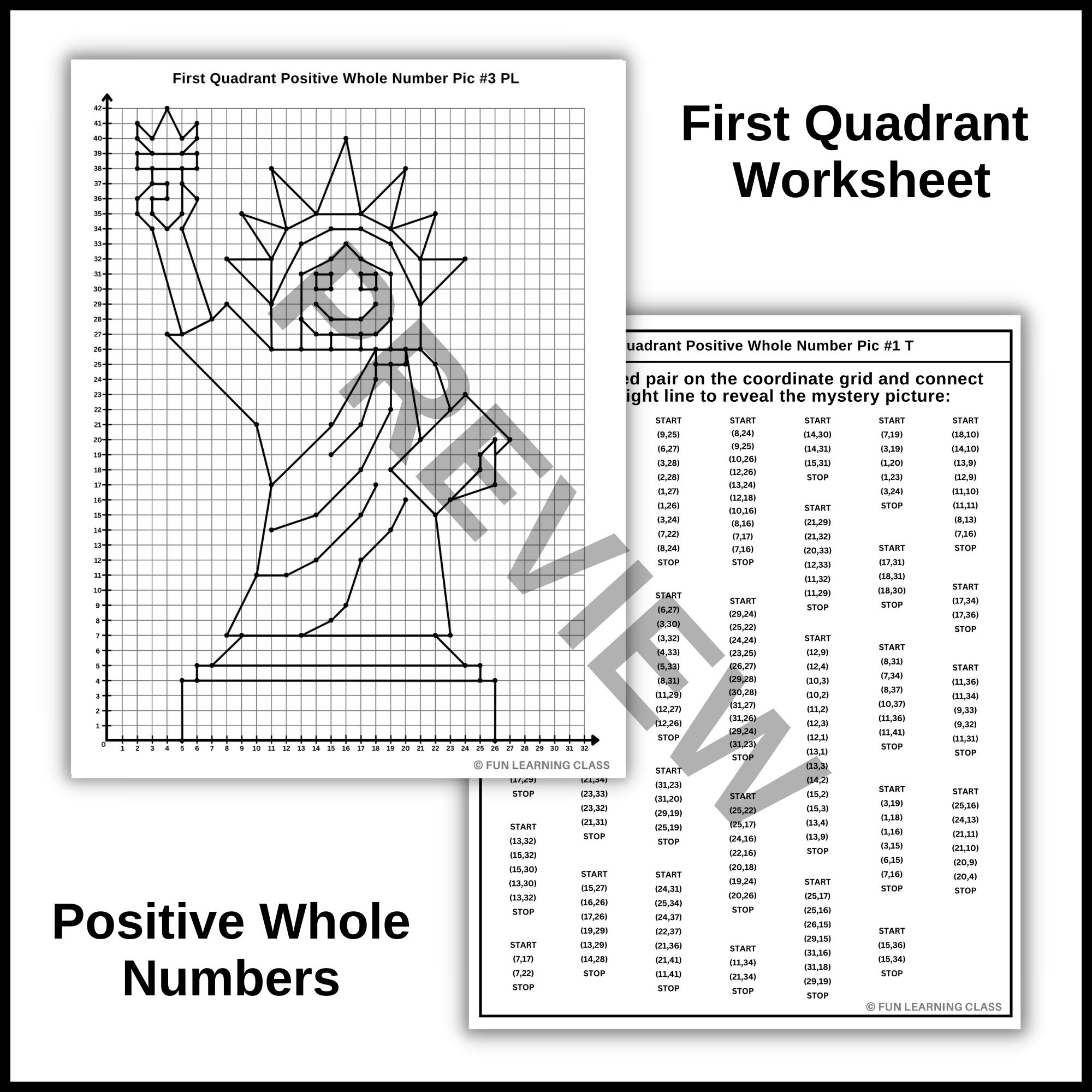 Statue Of Liberty USA Coordinate Graphing Plotting Points Ordered Pairs Mystery Picture Made By Teachers