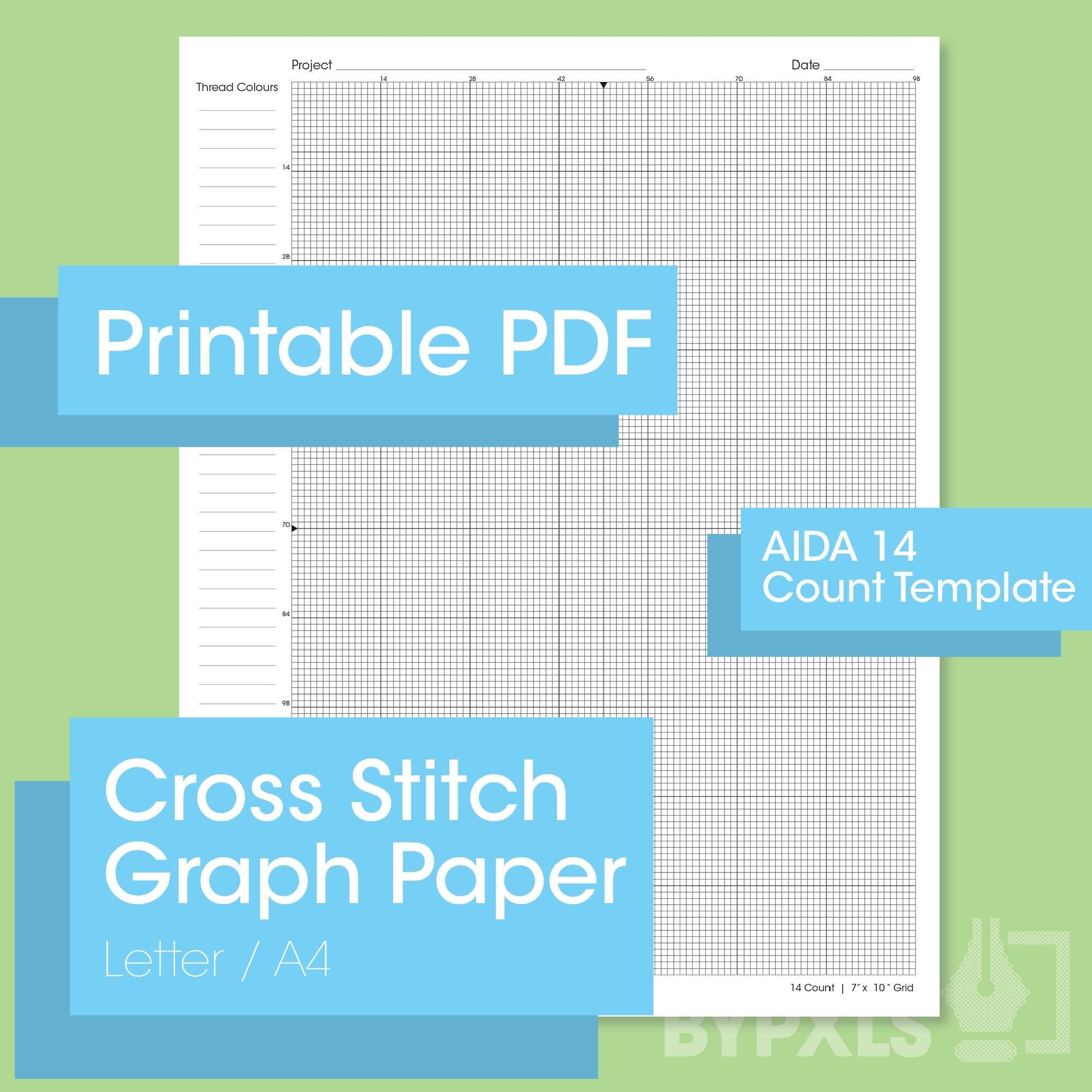 Stitch Cross Stitch Printable Cross Stitch Graph Paper Graph Paper For Cross Stitch 10 11 14 16 18 And 22 Count Included PDF Files Cross Stitch Graph Cross Stitch Graph Paper Size